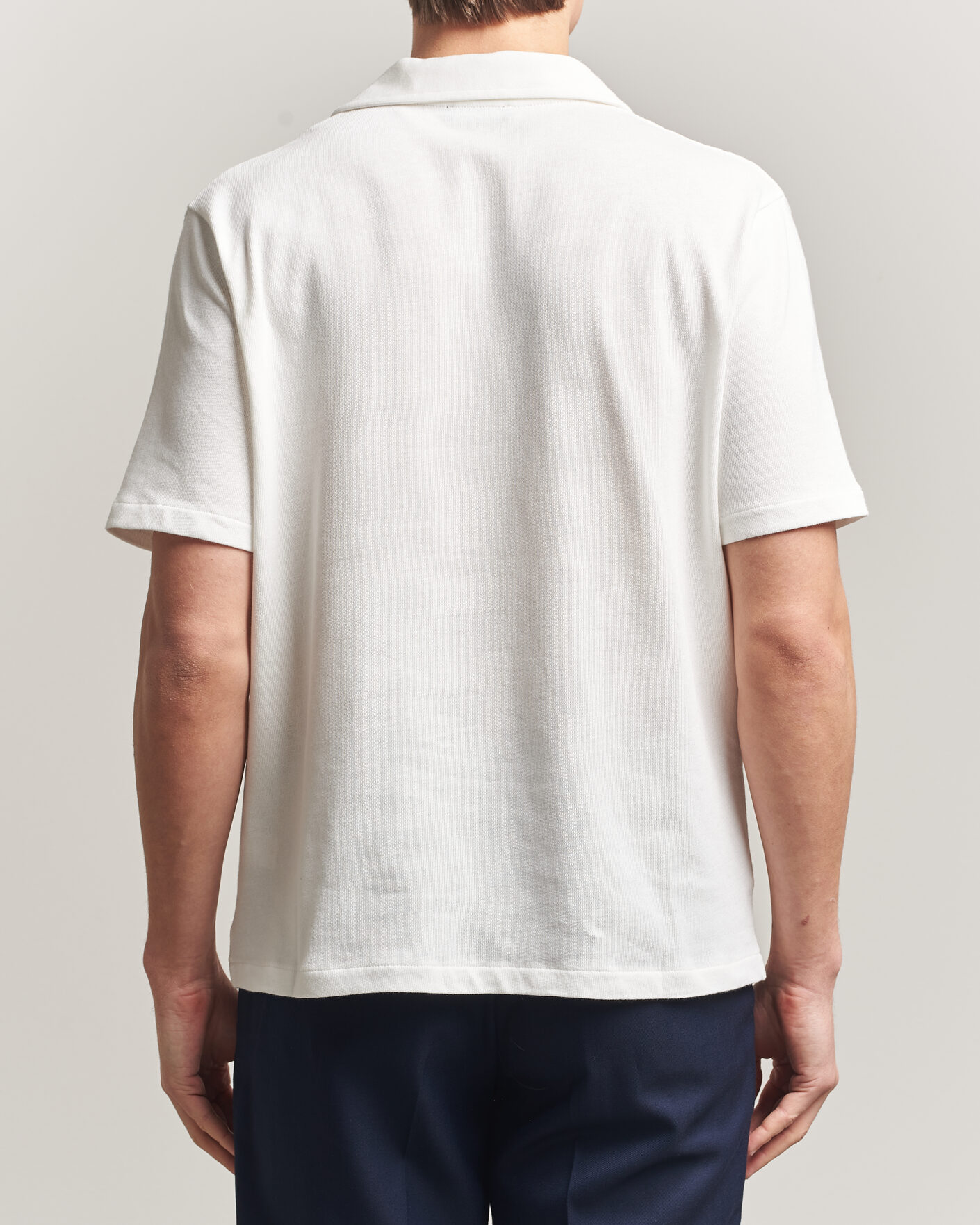 Hombres | Camisas | Oscar Jacobson | Kirk Knitted Short Sleeve Shirt Snow White