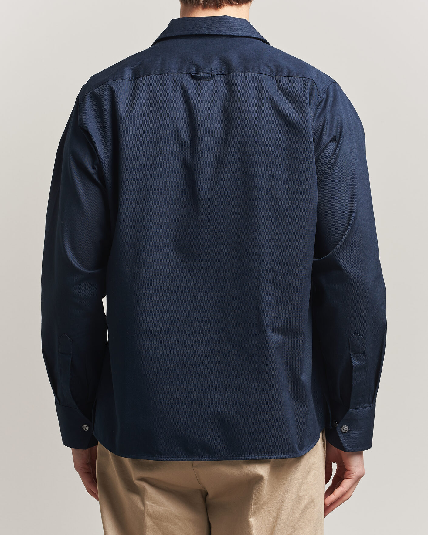Hombres | Camisas | Oscar Jacobson | Straight Fit Bowling Collar Cotton Shirt Navy