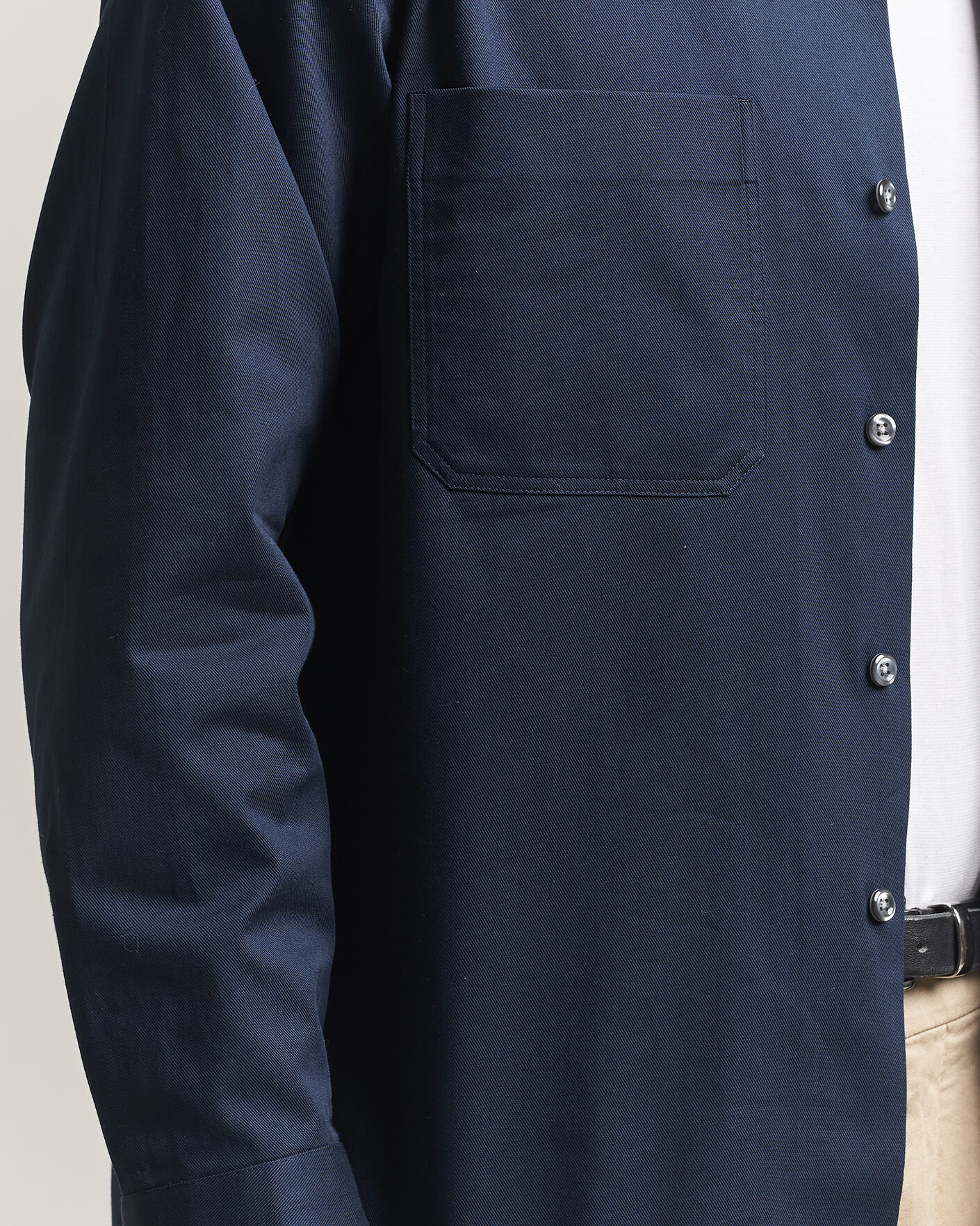 Hombres | Camisas | Oscar Jacobson | Straight Fit Bowling Collar Cotton Shirt Navy