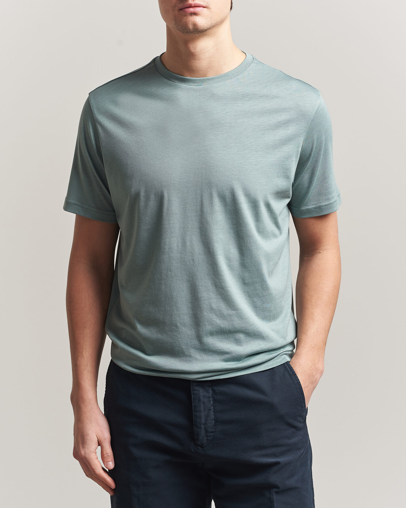 Hombres | Camisetas | Oscar Jacobson | Kim Lyocel/Cotton T-Shirt Soft Green