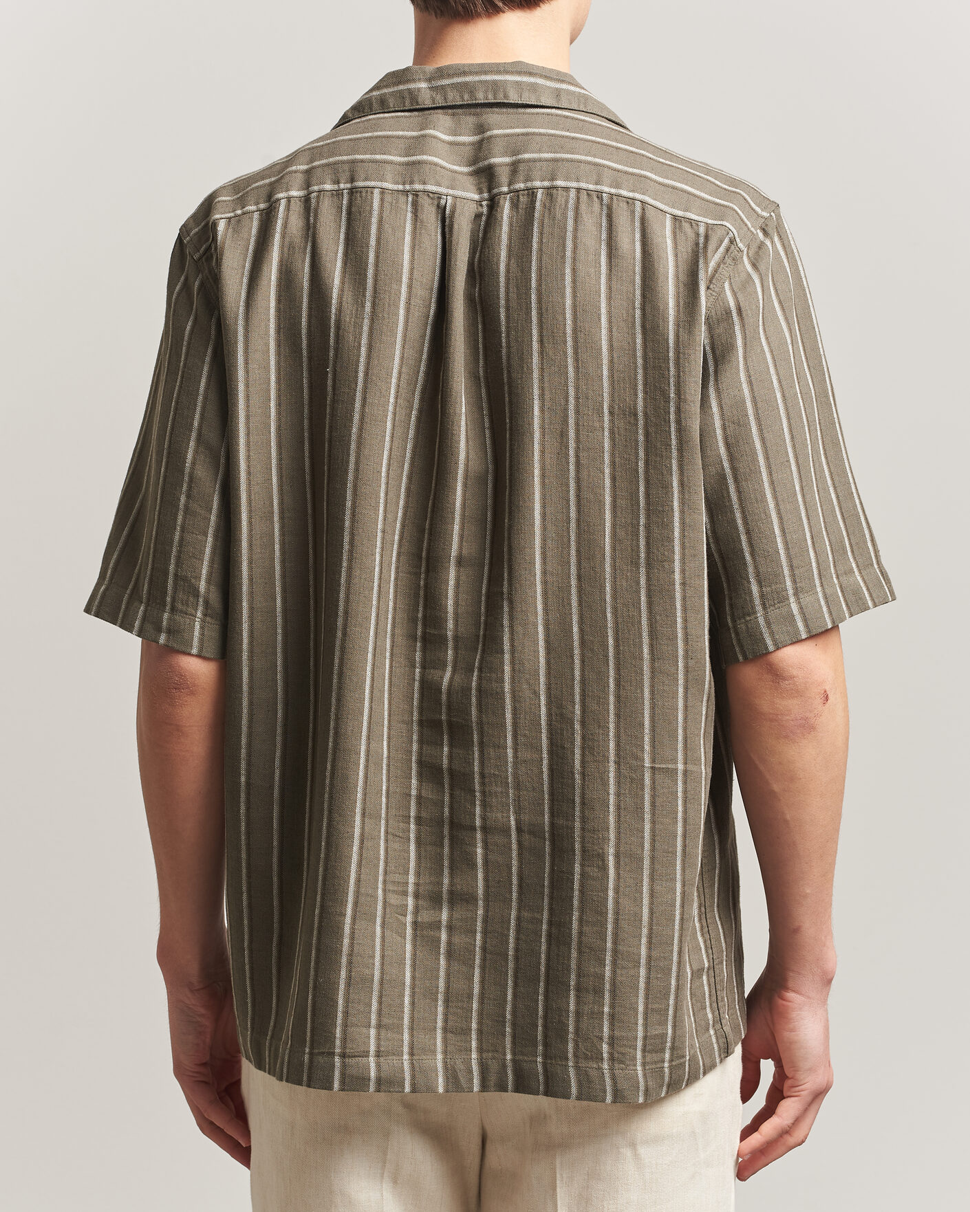 Hombres | Camisas | Oscar Jacobson | Reg Fit Cuban Herringbone Short Sleeve Shirt Green