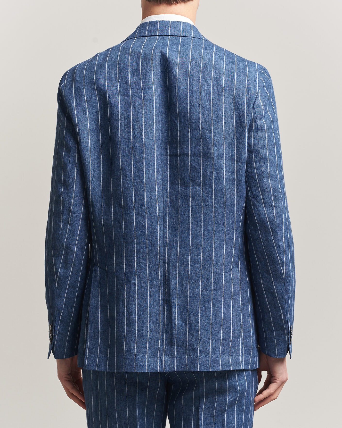 Hombres | Blazers | Oscar Jacobson | Farrys Patch Striped Linen Blazer Blue