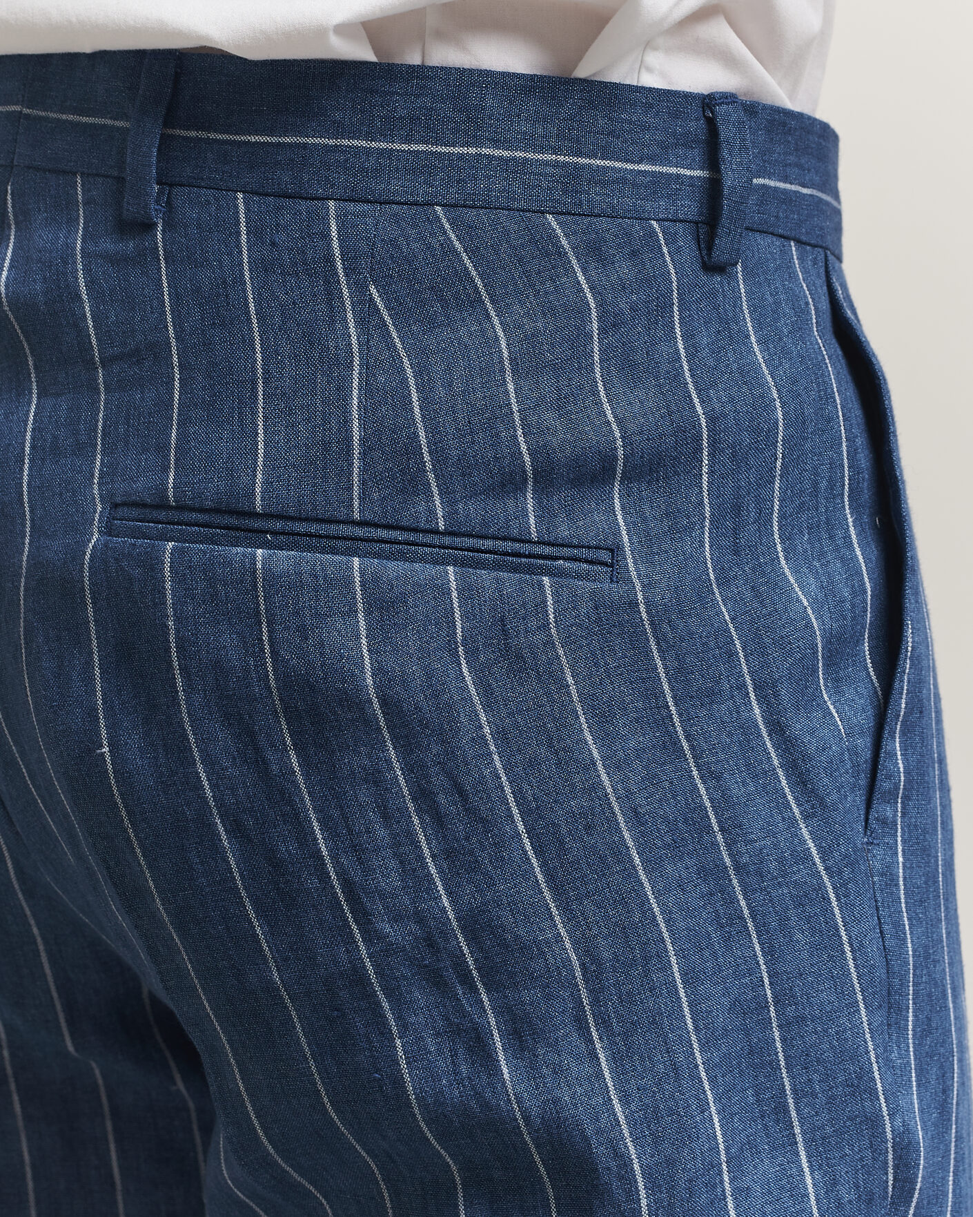 Hombres | Pantalones | Oscar Jacobson | Dandy Striped Linen Trousers Blue