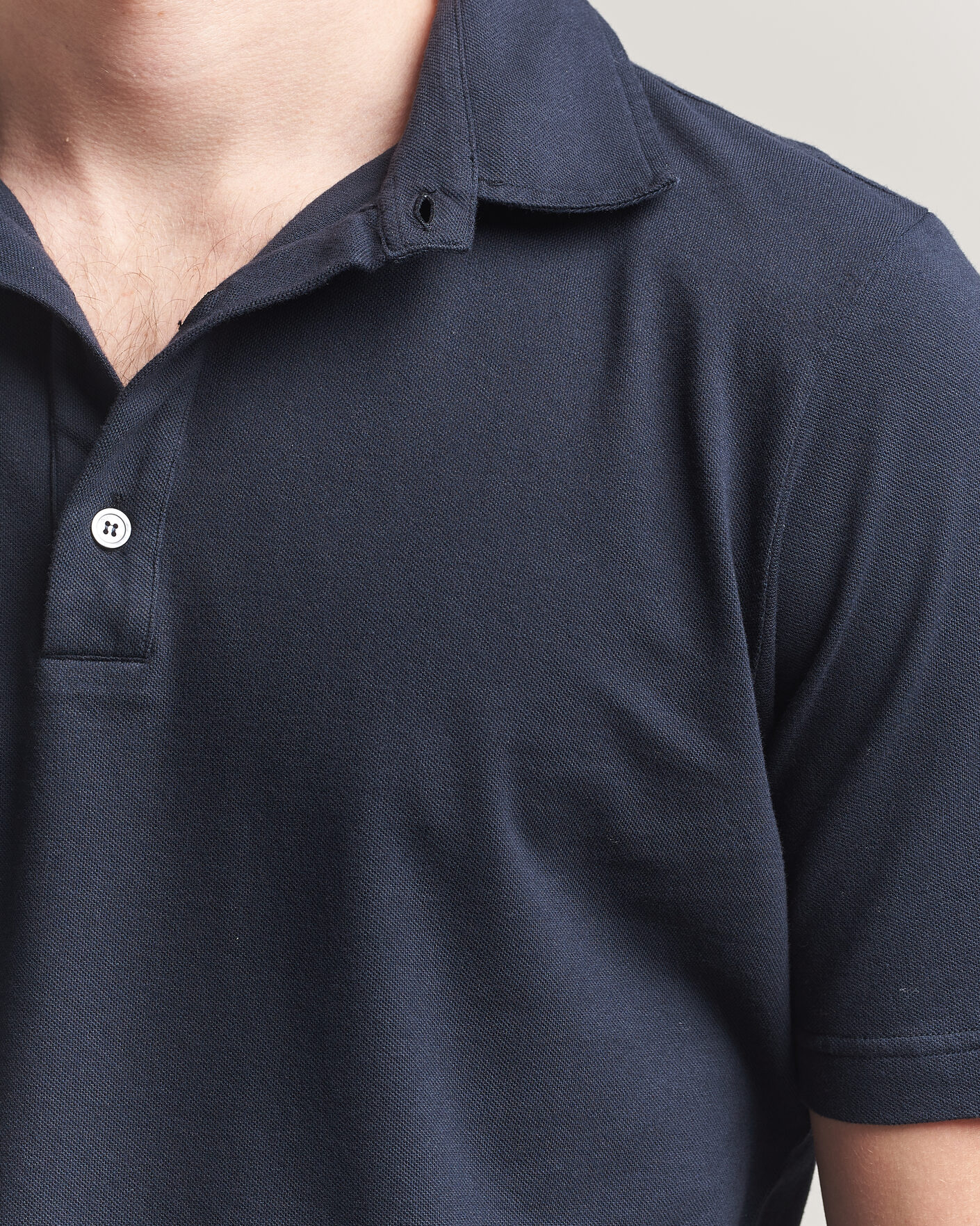 Hombres | Polos | Zanone | Soft Cotton Piquet Polo Navy