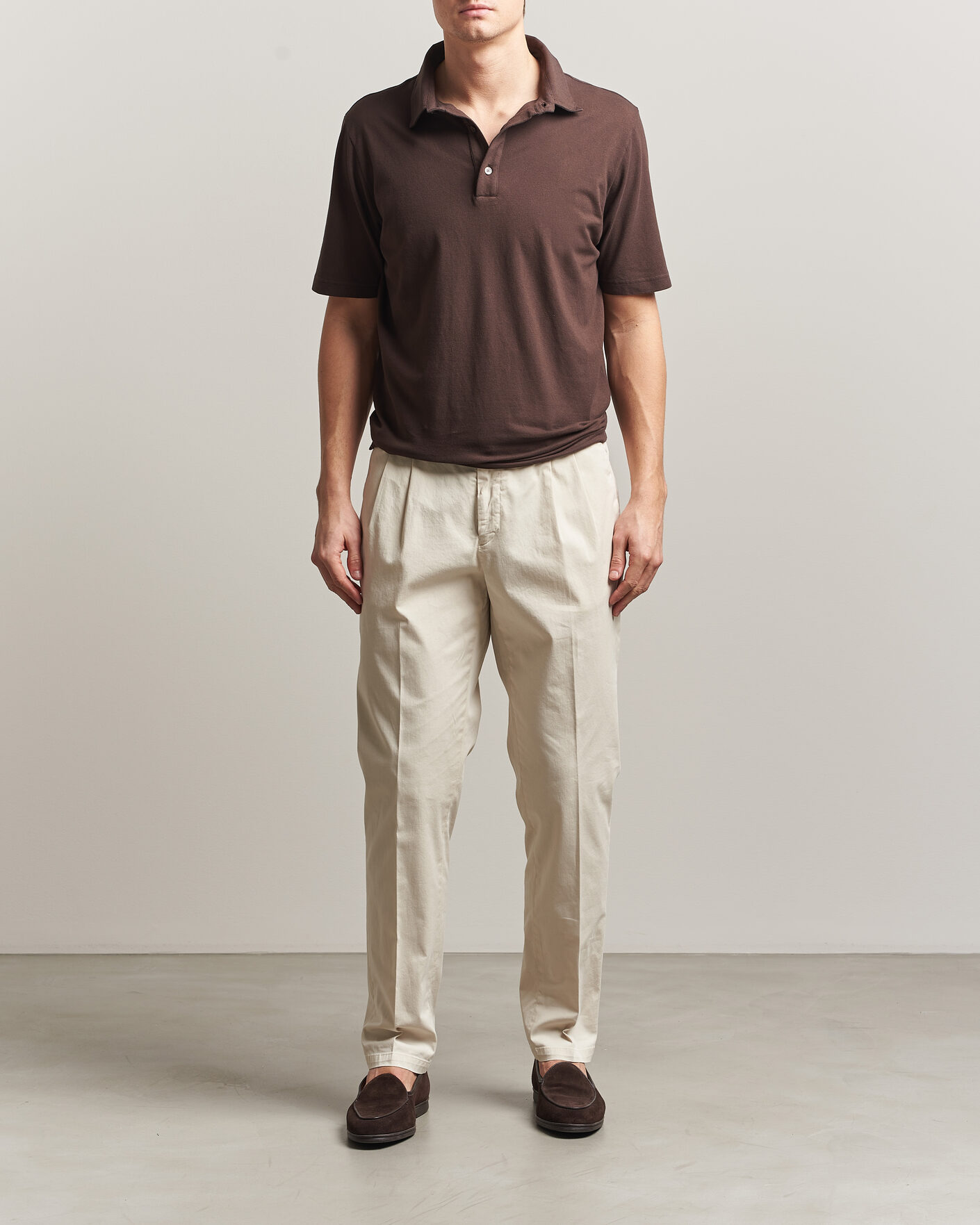 Hombres | Polos | Zanone | Soft Cotton Piquet Polo Chocolate