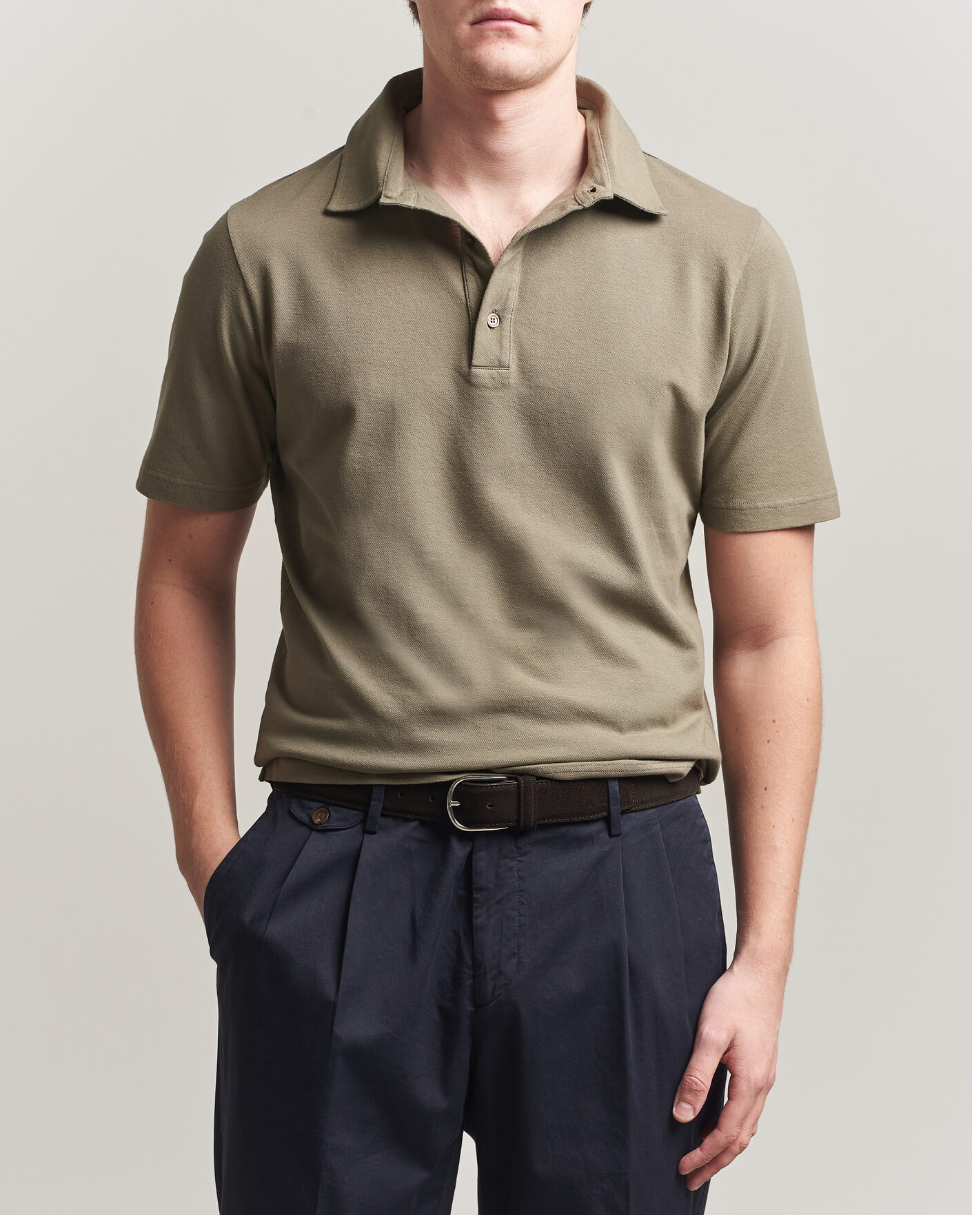 Hombres | Polos | Zanone | Soft Cotton Piquet Polo Taupe