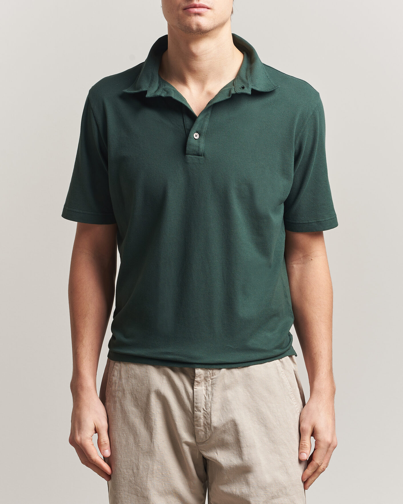 Hombres | Polos | Zanone | Soft Cotton Piquet Polo Dark Green
