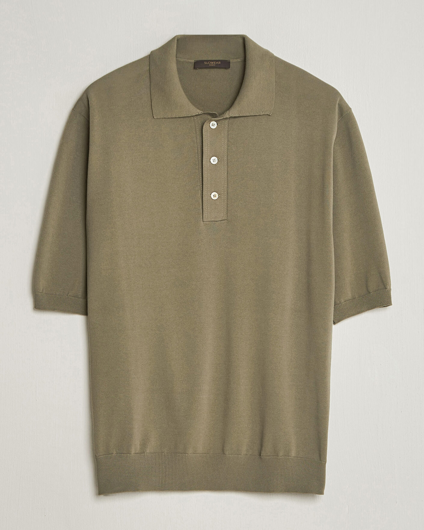 Hombres | Polos | Zanone | Knitted Cotton Polo Olive