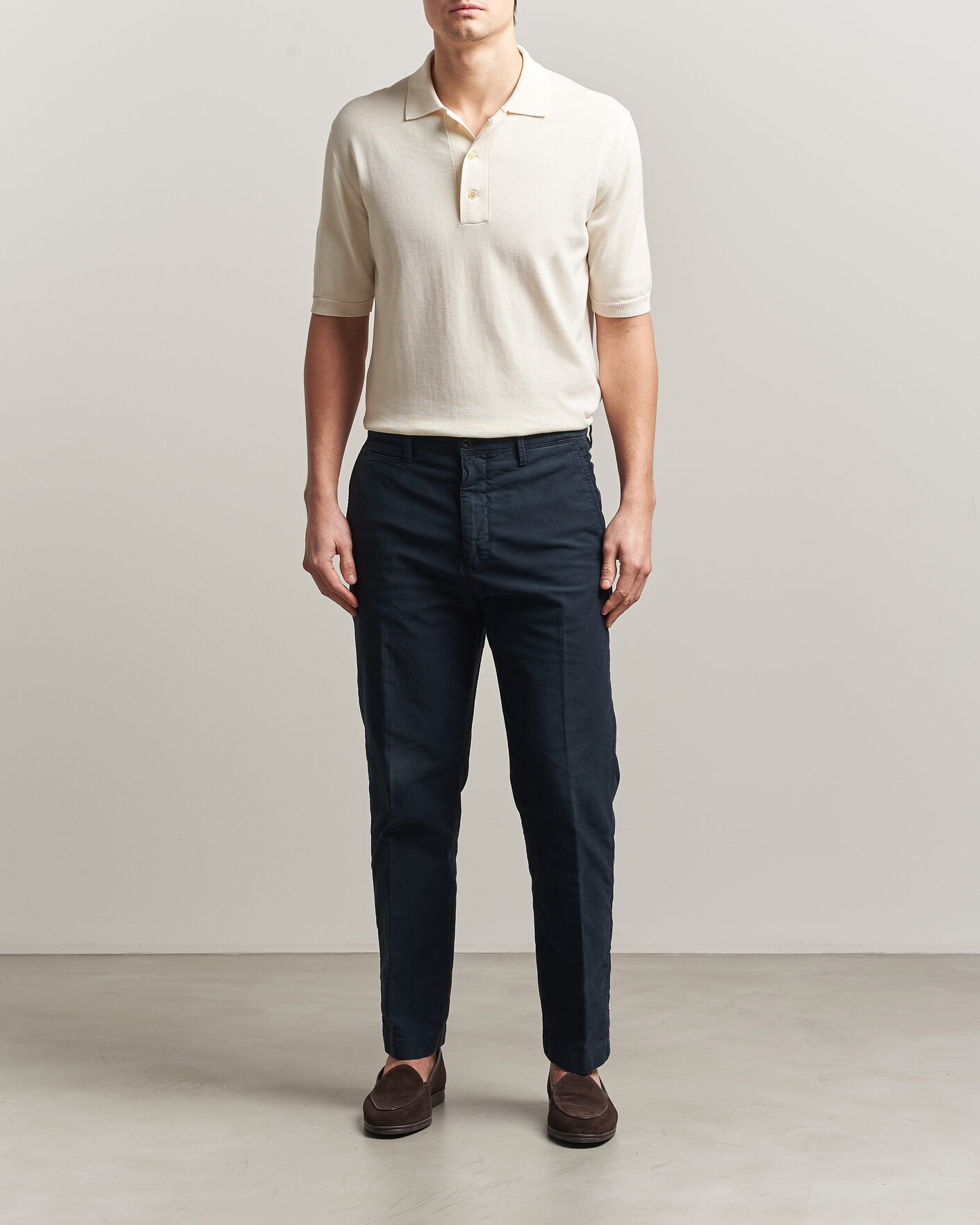 Hombres | Polos | Zanone | Knitted Cotton Polo Off White