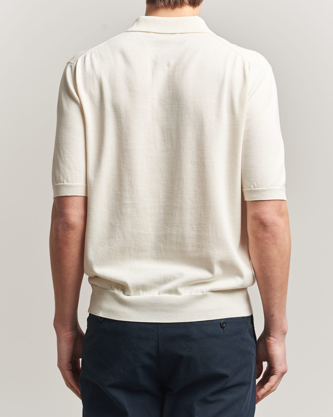 Hombres | Polos | Zanone | Knitted Cotton Polo Off White