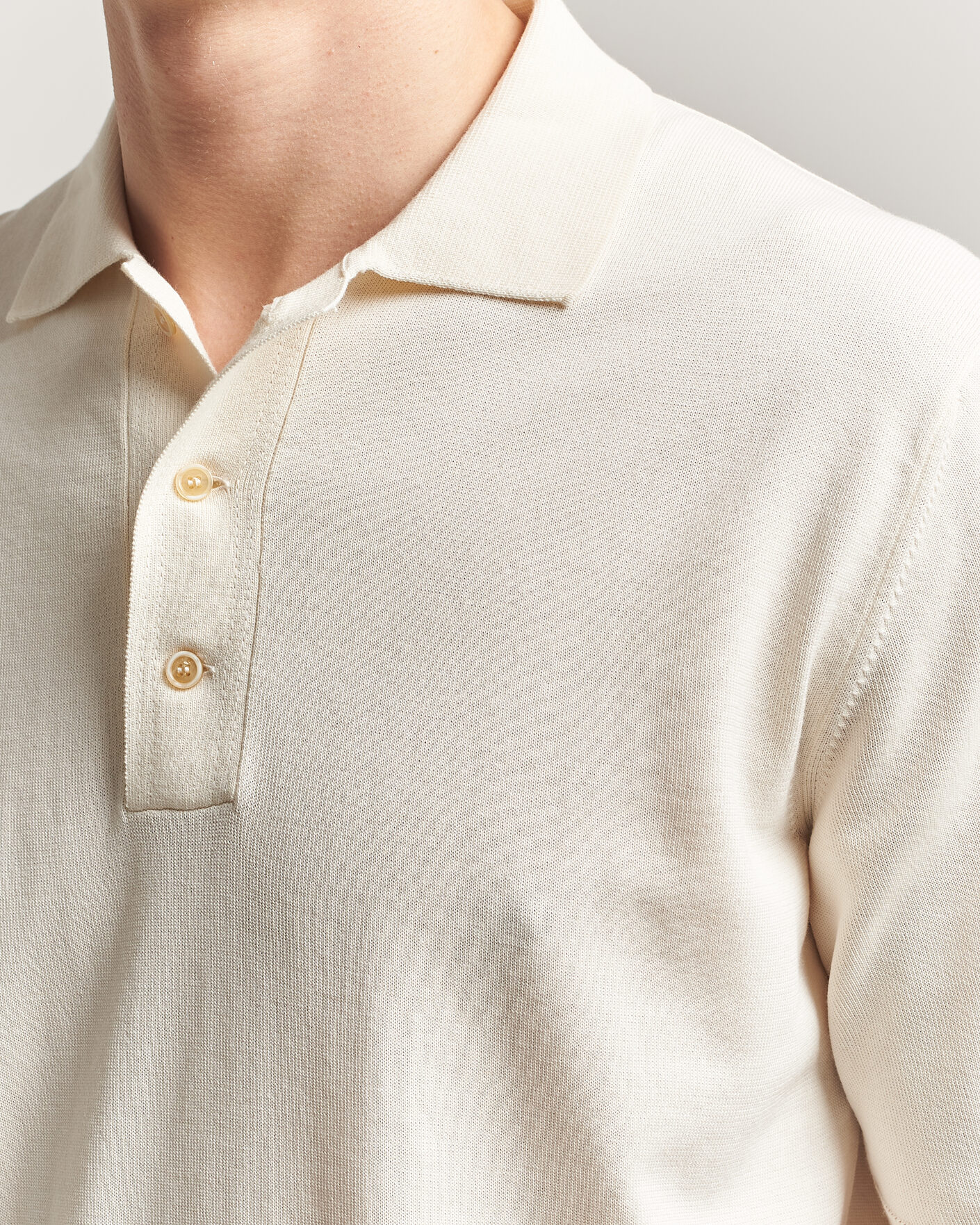 Hombres | Polos | Zanone | Knitted Cotton Polo Off White