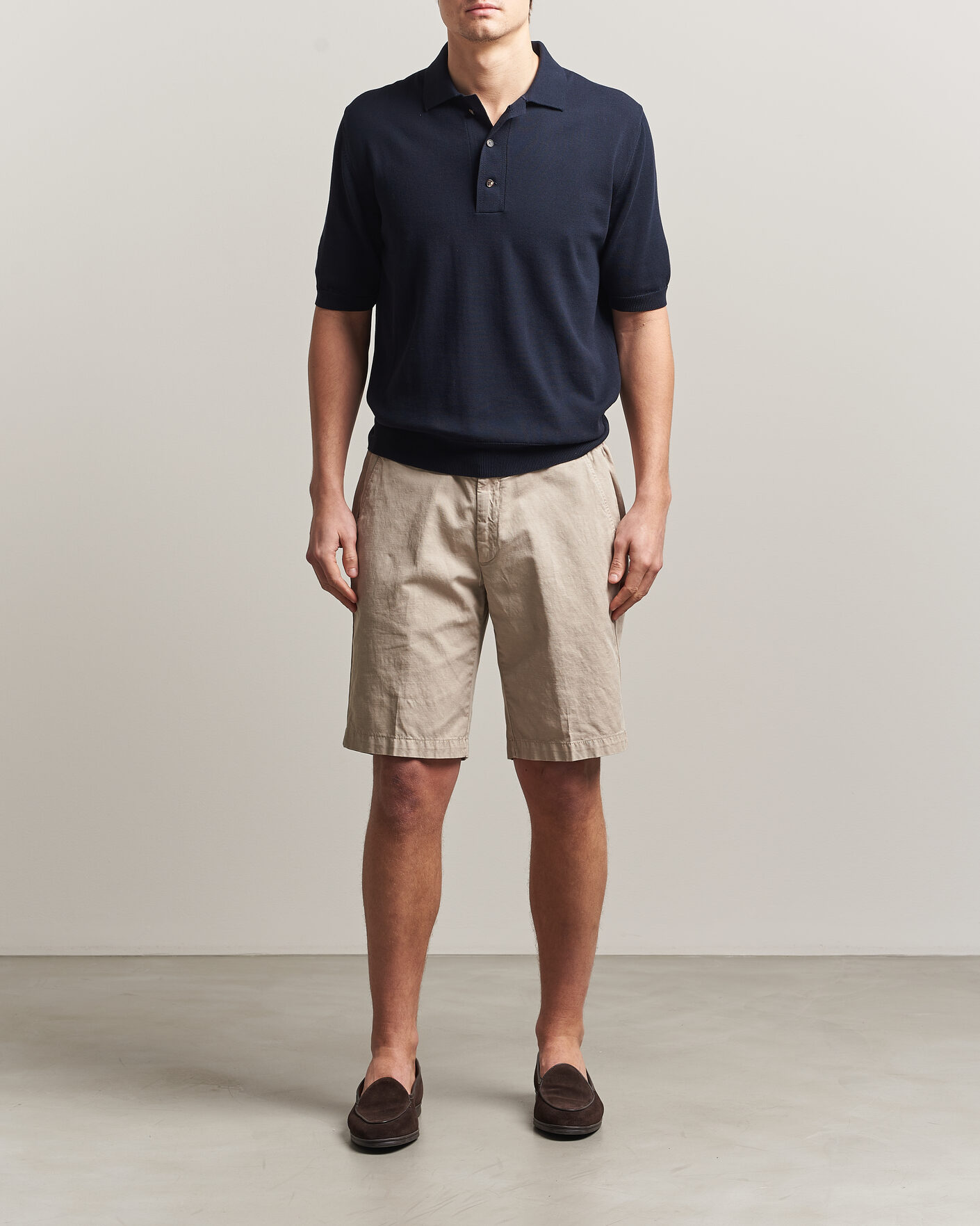 Hombres | Polos | Zanone | Knitted Cotton Polo Navy