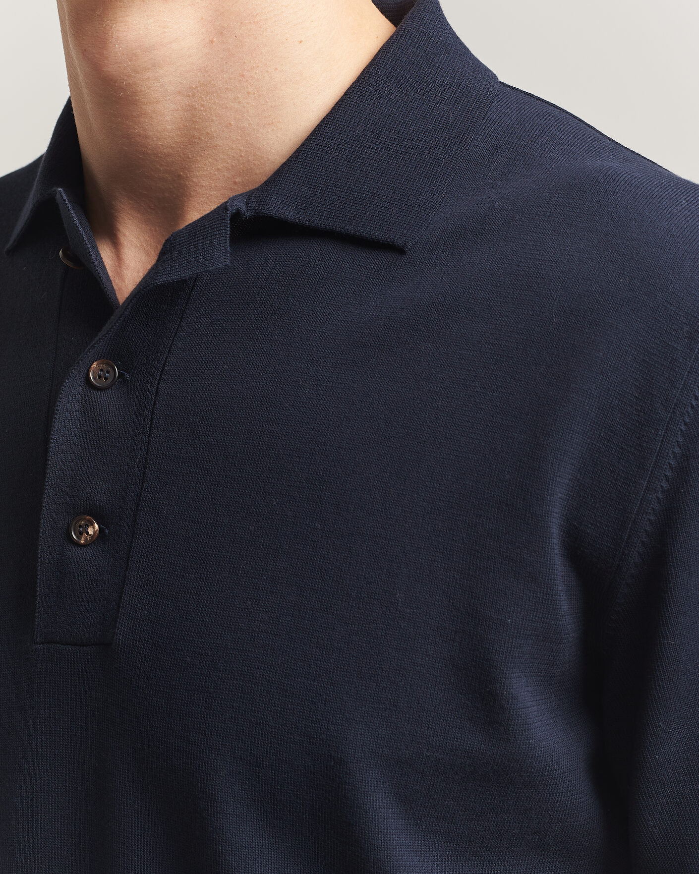 Hombres | Polos | Zanone | Knitted Cotton Polo Navy