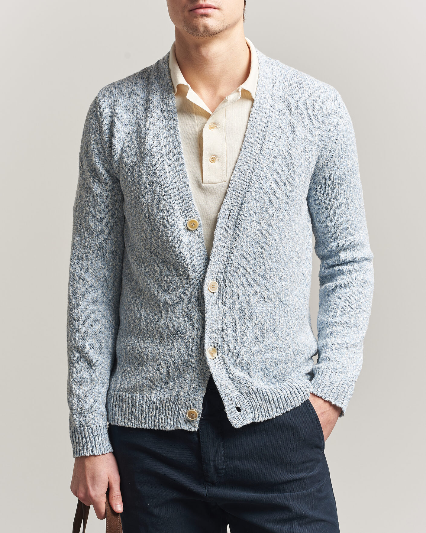 Hombres | Jerséis y prendas de punto | Zanone | Mouline Cardigan Sky Blue
