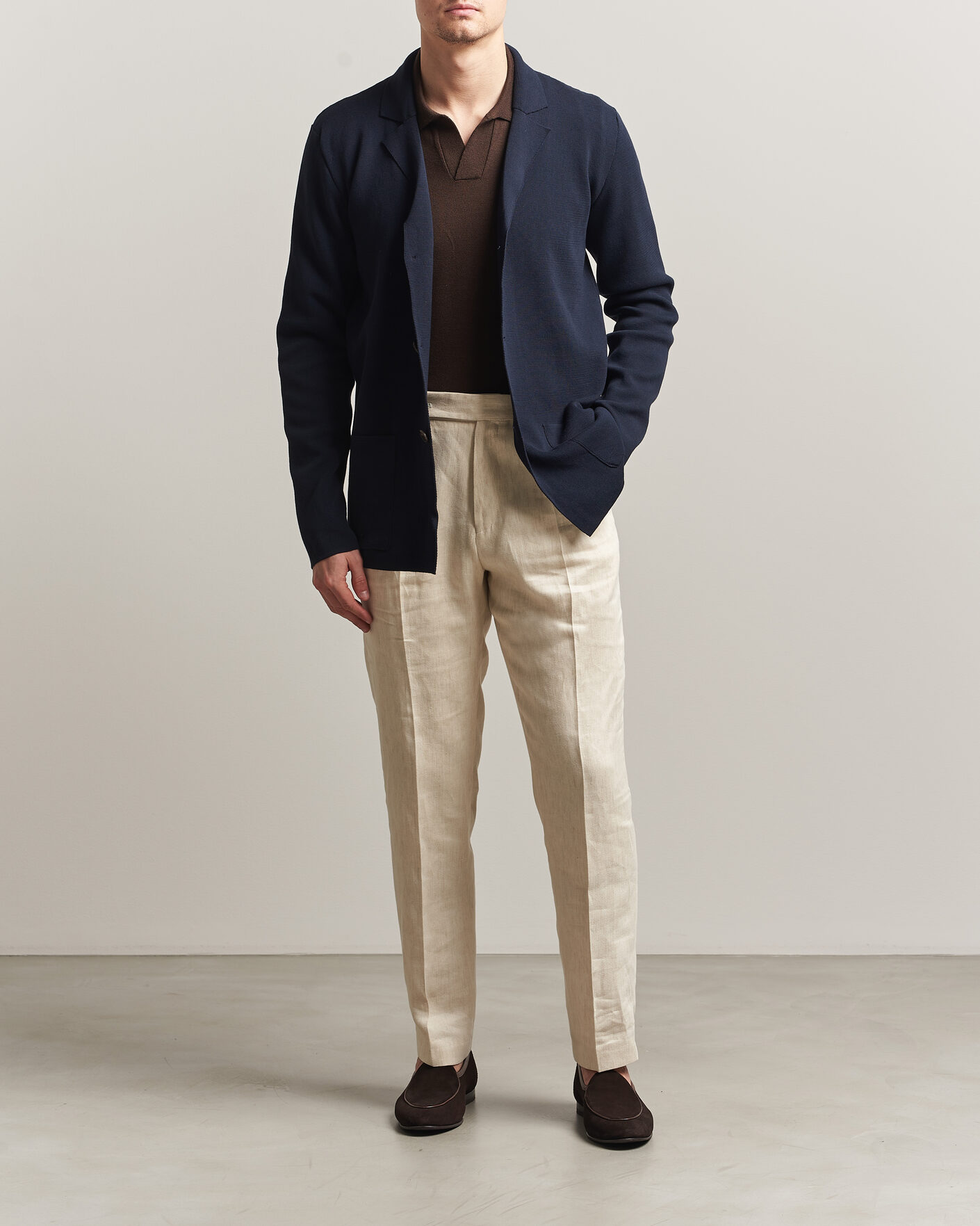 Hombres | Blazers | Zanone | Knitted Cotton Blazer Navy