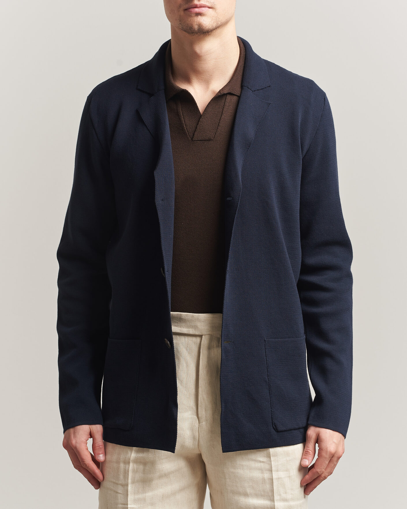 Hombres | Blazers | Zanone | Knitted Cotton Blazer Navy