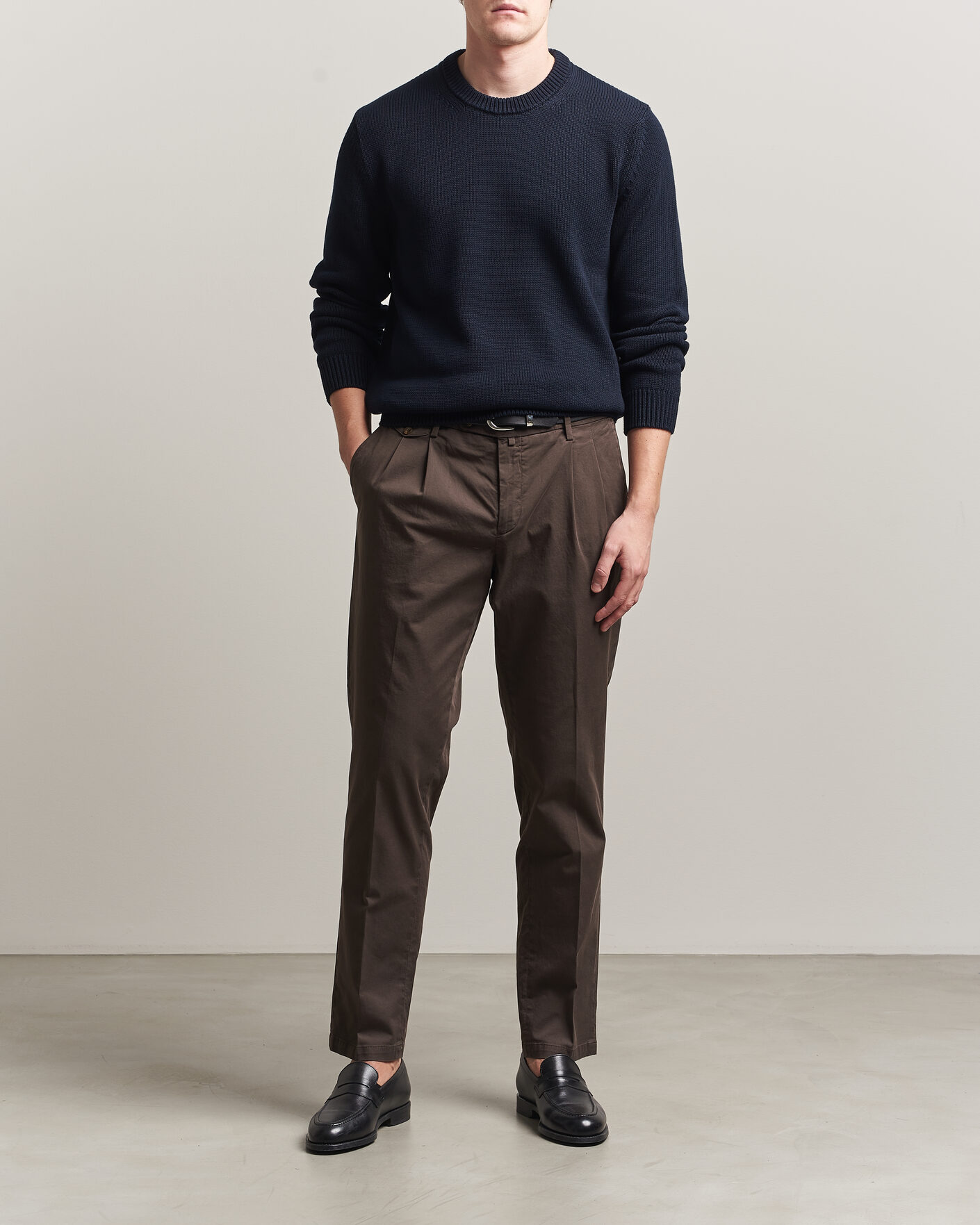 Hombres | Jerséis y prendas de punto | Zanone | Soft Cotton Crew Neck Sweater Navy