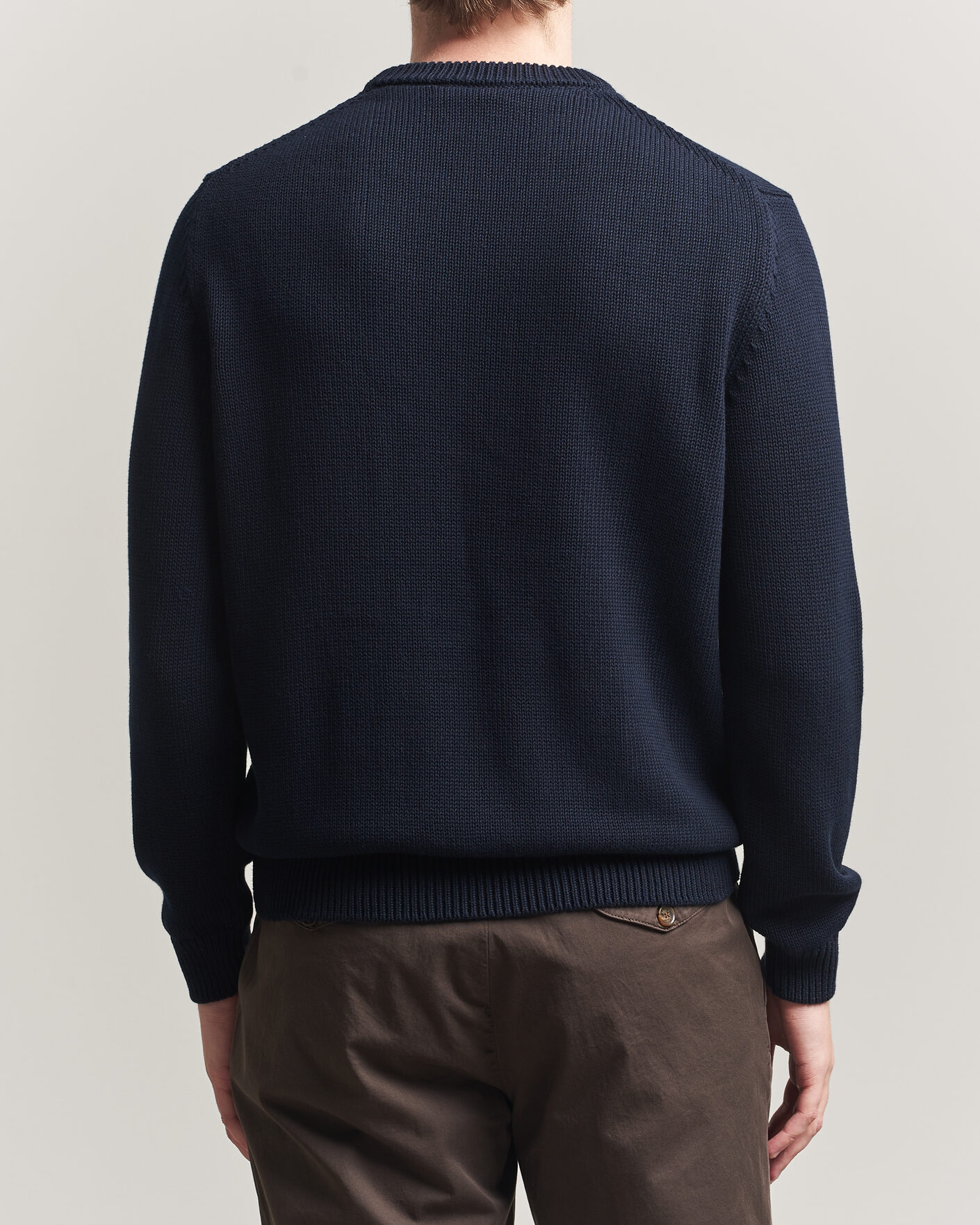 Hombres | Jerséis y prendas de punto | Zanone | Soft Cotton Crew Neck Sweater Navy