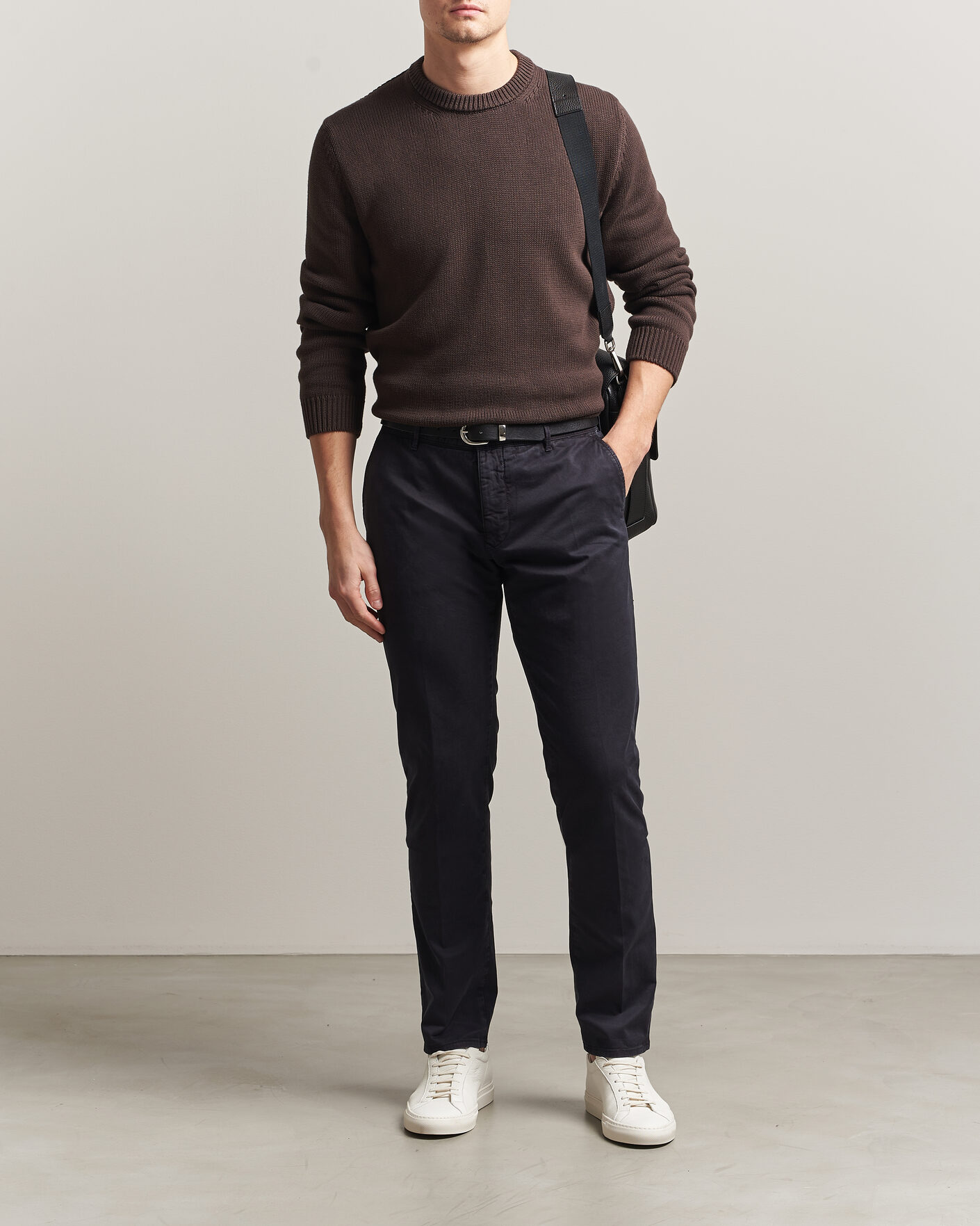Hombres | Jerséis y prendas de punto | Zanone | Soft Cotton Crew Neck Sweater Chocolate