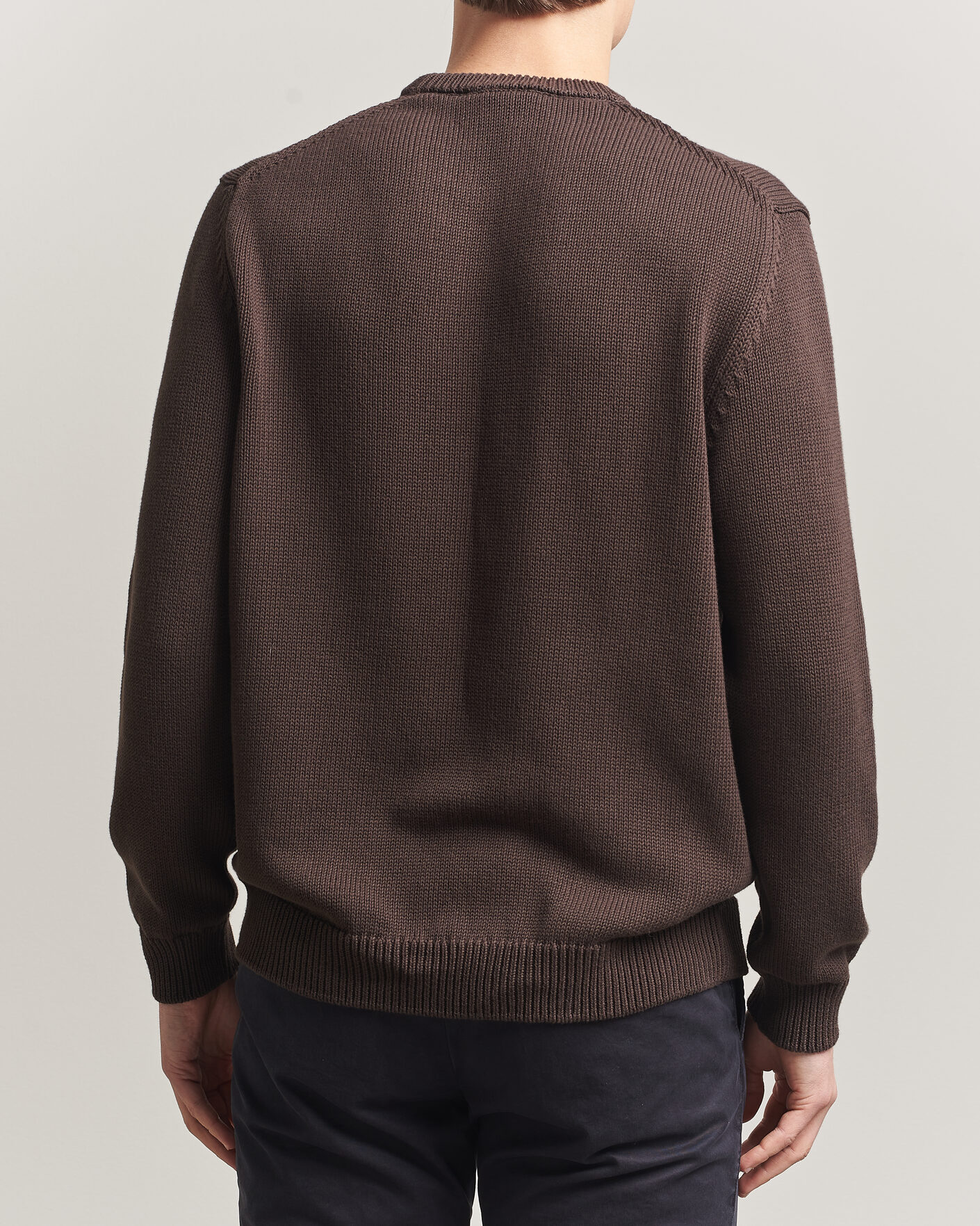 Hombres | Jerséis y prendas de punto | Zanone | Soft Cotton Crew Neck Sweater Chocolate