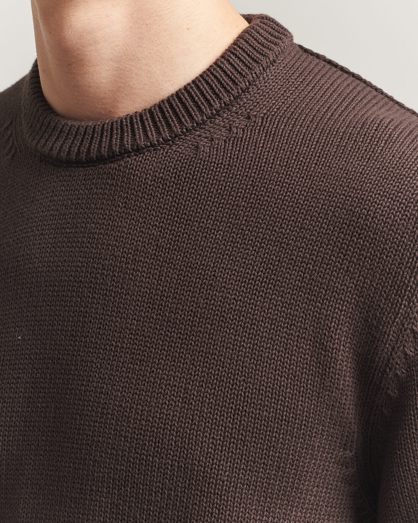 Hombres | Jerséis y prendas de punto | Zanone | Soft Cotton Crew Neck Sweater Chocolate