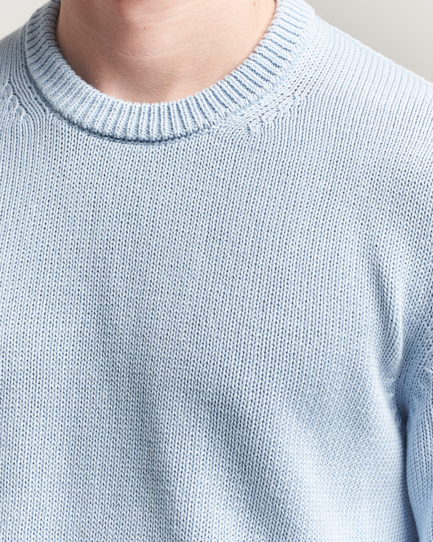 Hombres | Jerséis y prendas de punto | Zanone | Soft Cotton Crew Neck Sweater Sky Blue