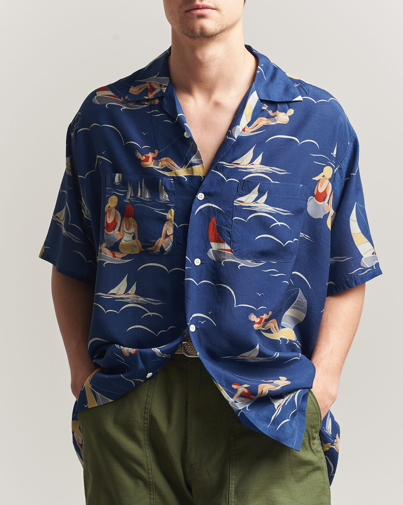 Hombres | Camisas | BEAMS PLUS | Holiday Print Camp Shirt Navy