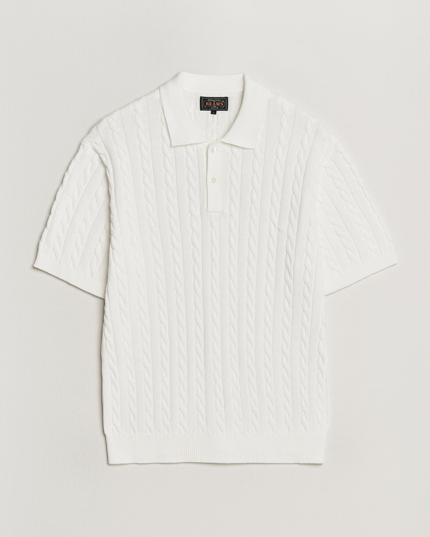 Hombres | Polos | BEAMS PLUS | Short Sleeve Cable Polo White