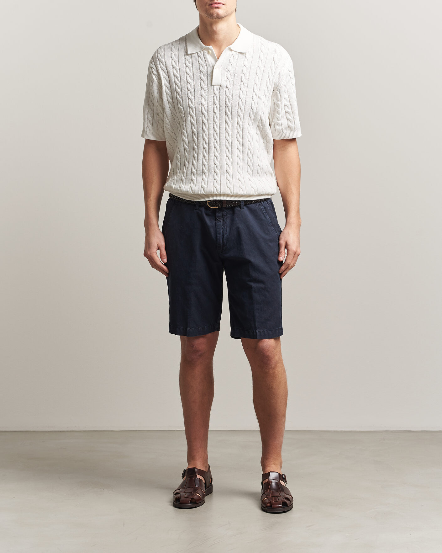 Hombres | Polos | BEAMS PLUS | Short Sleeve Cable Polo White