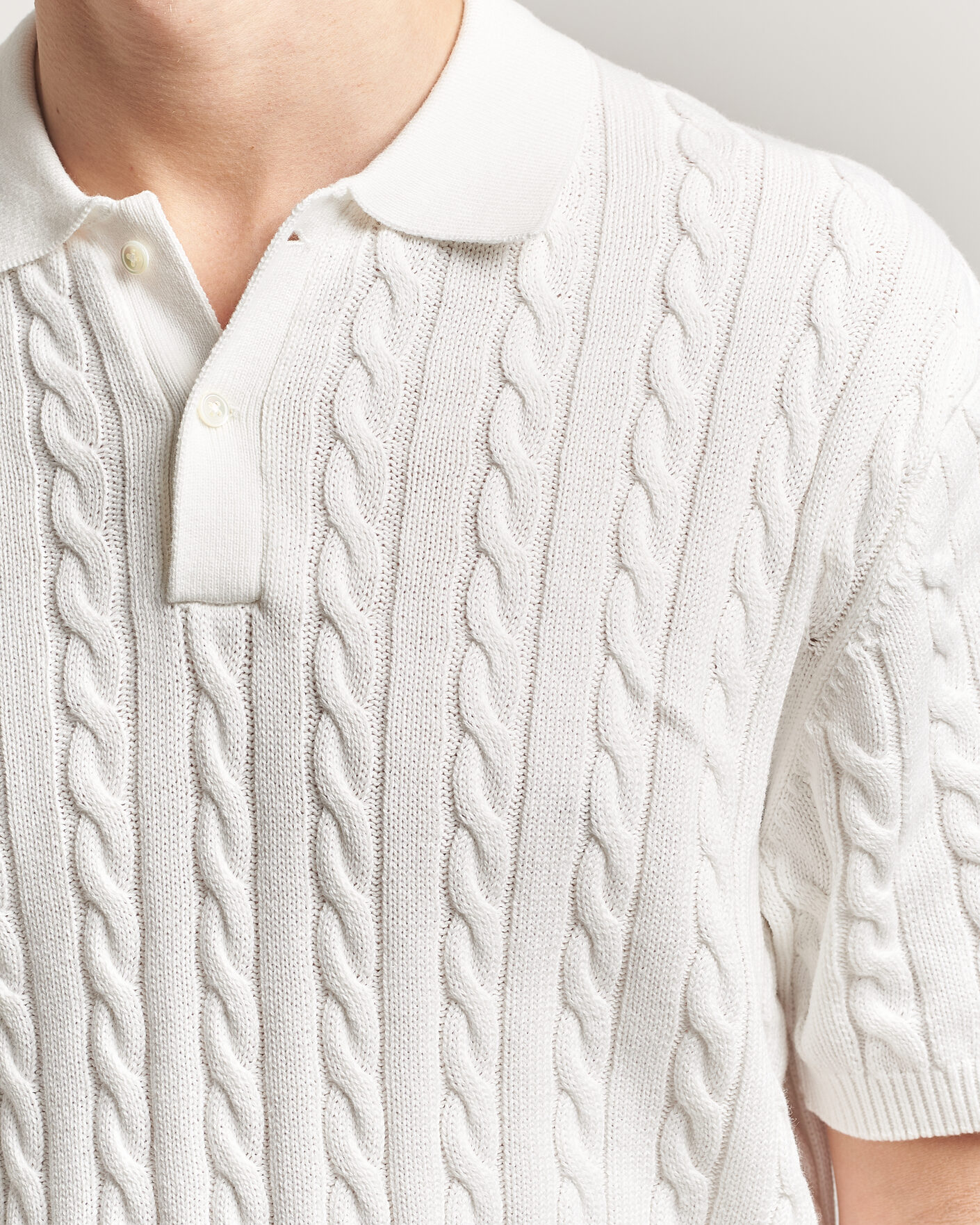 Hombres | Polos | BEAMS PLUS | Short Sleeve Cable Polo White