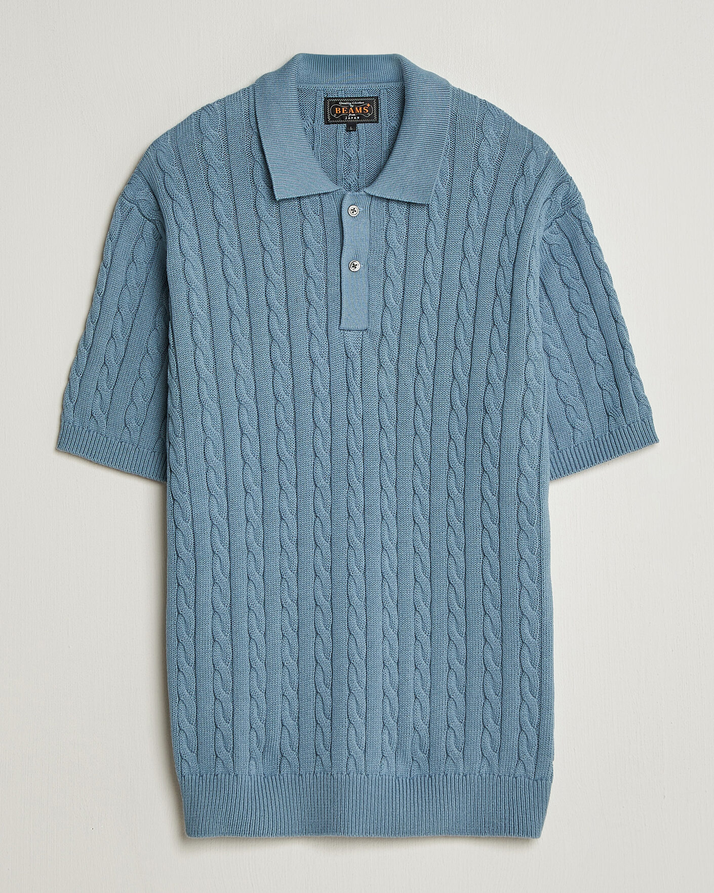 Hombres | Polos | BEAMS PLUS | Short Sleeve Cable Polo Blue 
