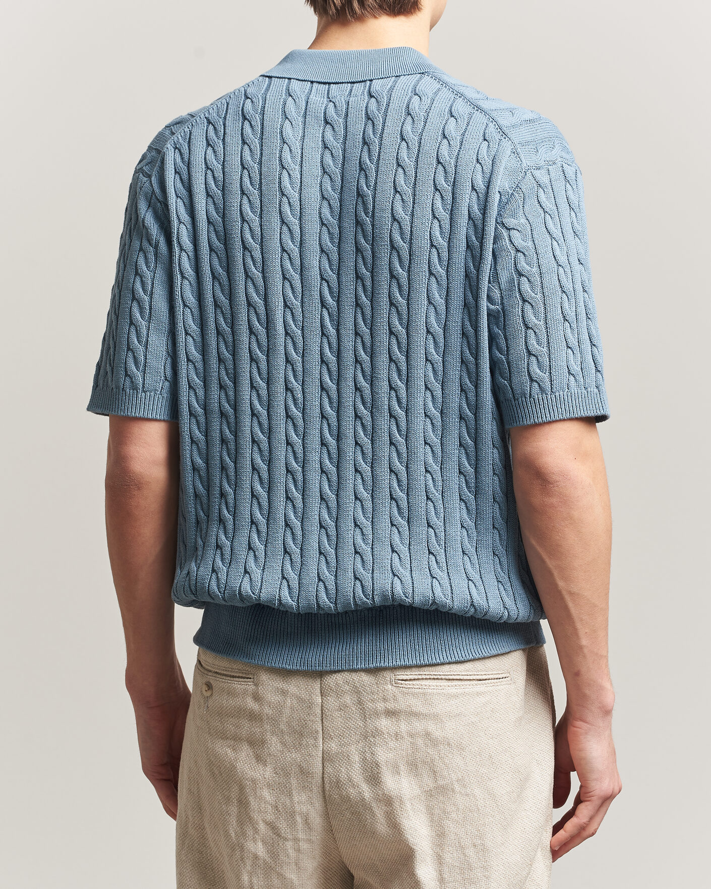 Hombres | Polos | BEAMS PLUS | Short Sleeve Cable Polo Blue