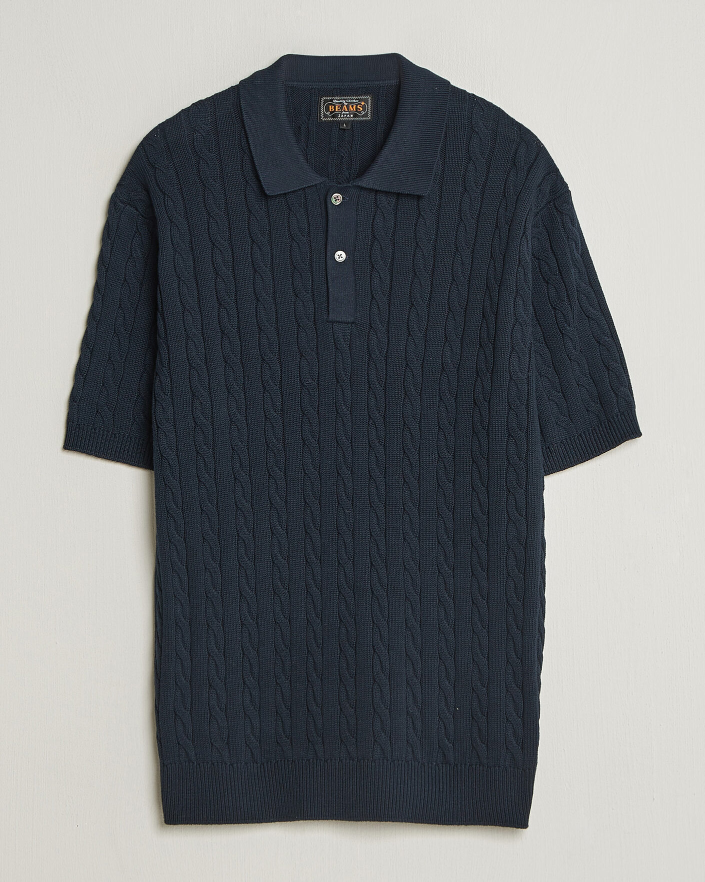 Hombres | Polos | BEAMS PLUS | Short Sleeve Cable Polo Navy