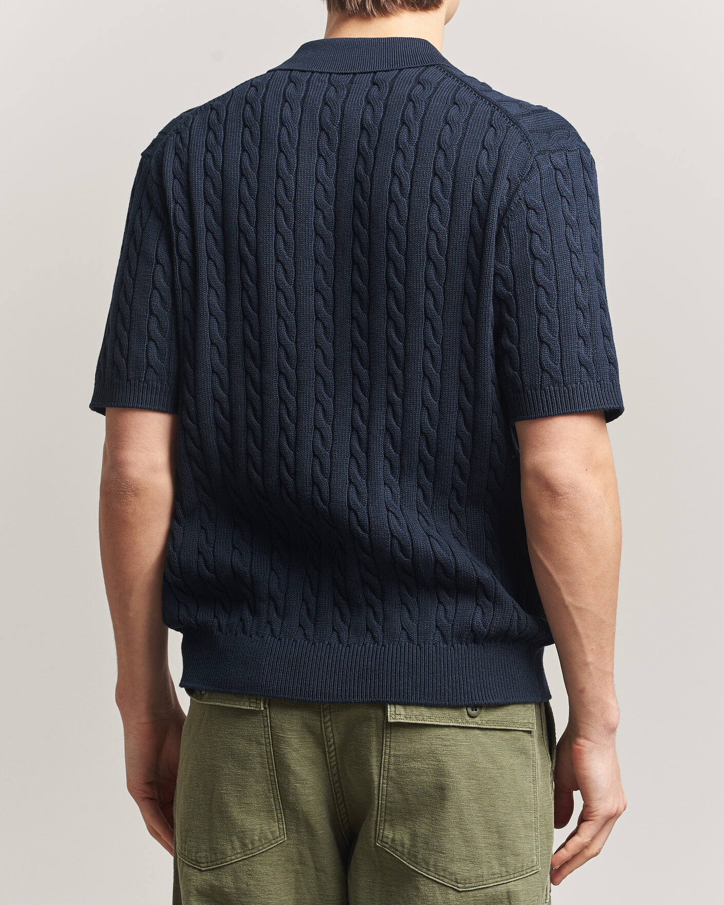 Hombres | Polos | BEAMS PLUS | Short Sleeve Cable Polo Navy