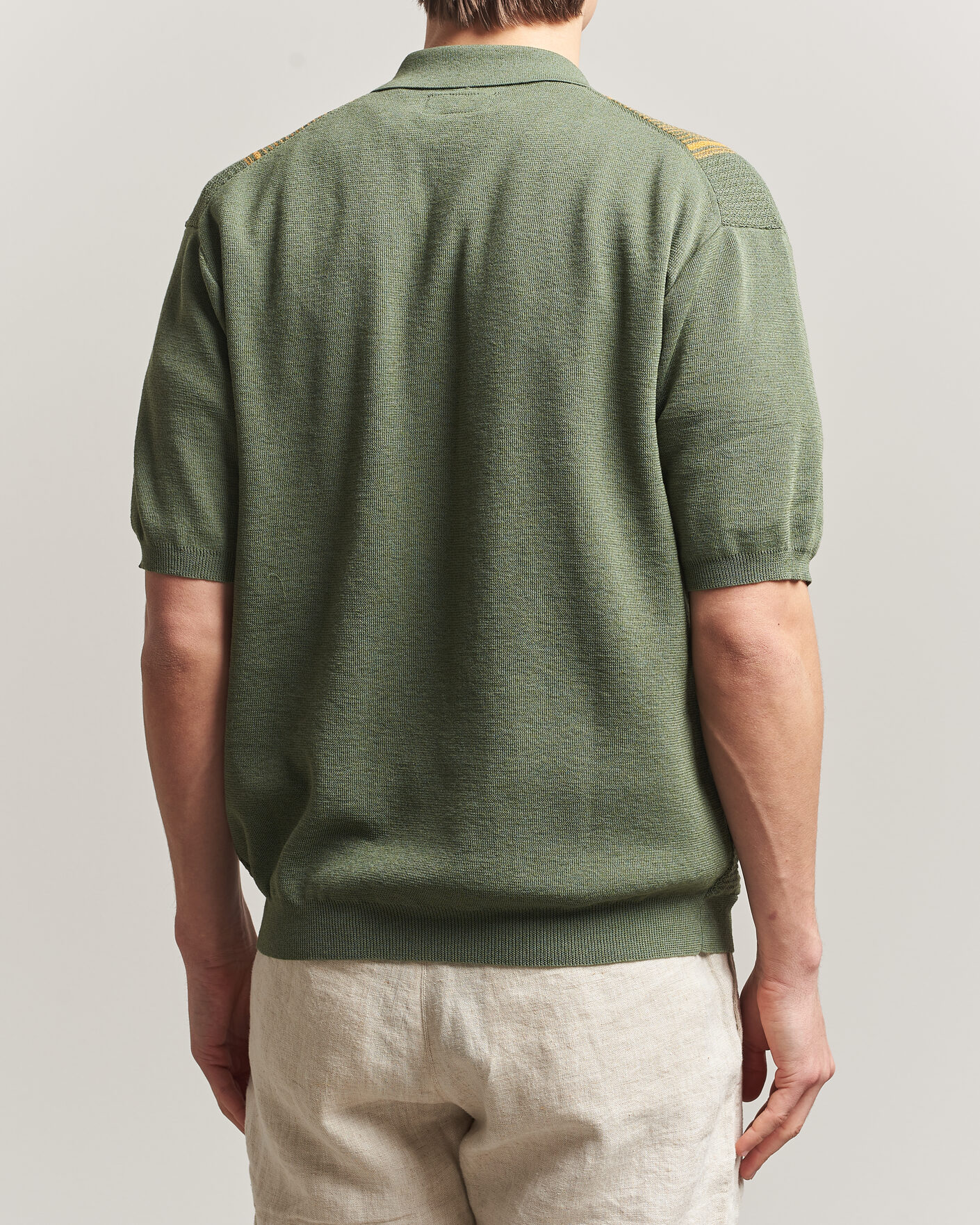Hombres | Polos | BEAMS PLUS | Zip Knit Striped Polo Olive