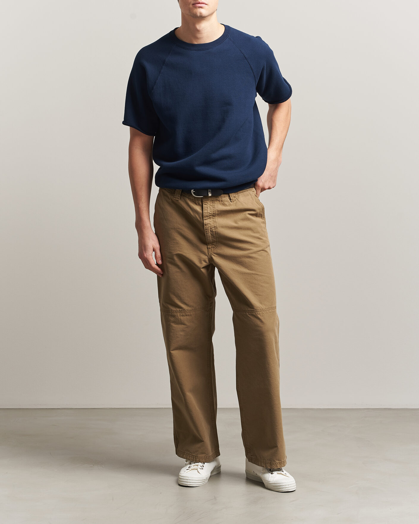 Hombres | Camisetas | BEAMS PLUS | Short Sleeve Cut Off Sweat Navy