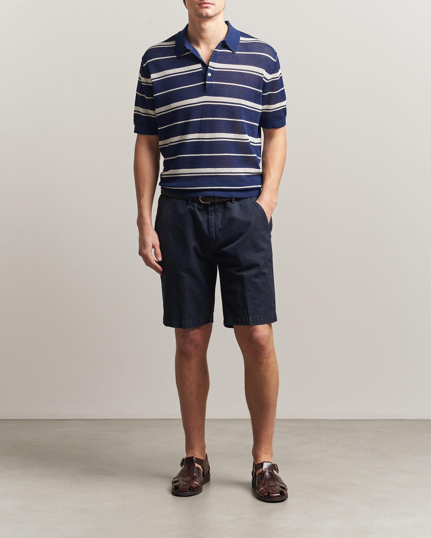 Hombres | Polos | BEAMS PLUS | Short Sleeve Mesh Knit Polo Navy