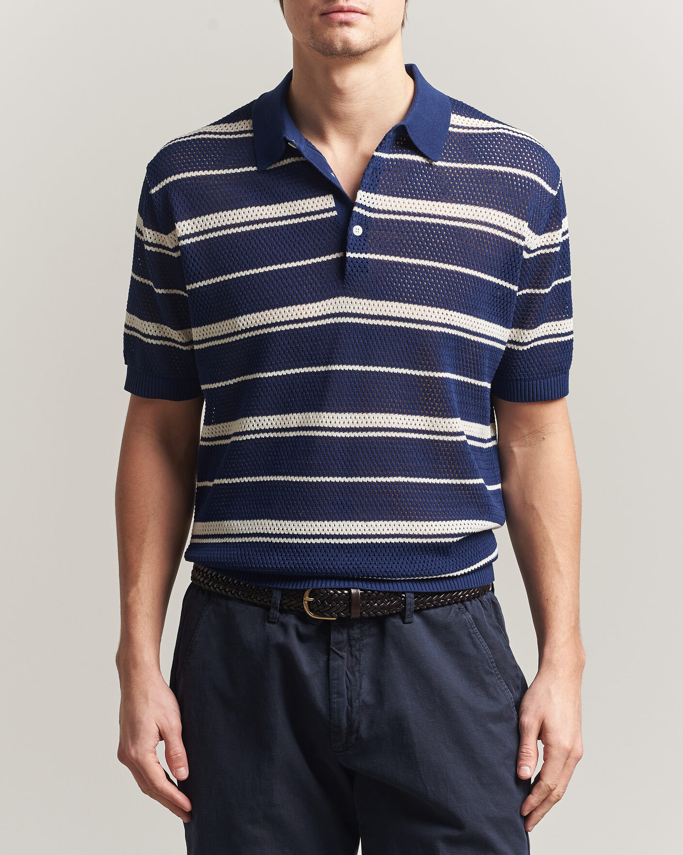 Hombres | Polos | BEAMS PLUS | Short Sleeve Mesh Knit Polo Navy