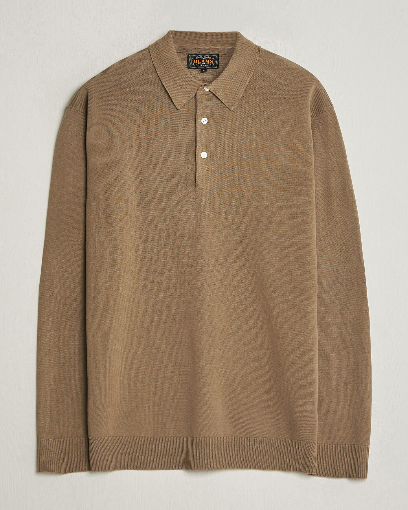 Hombres | Polos | BEAMS PLUS | Long Sleeve 12G Knit Polo Mocha