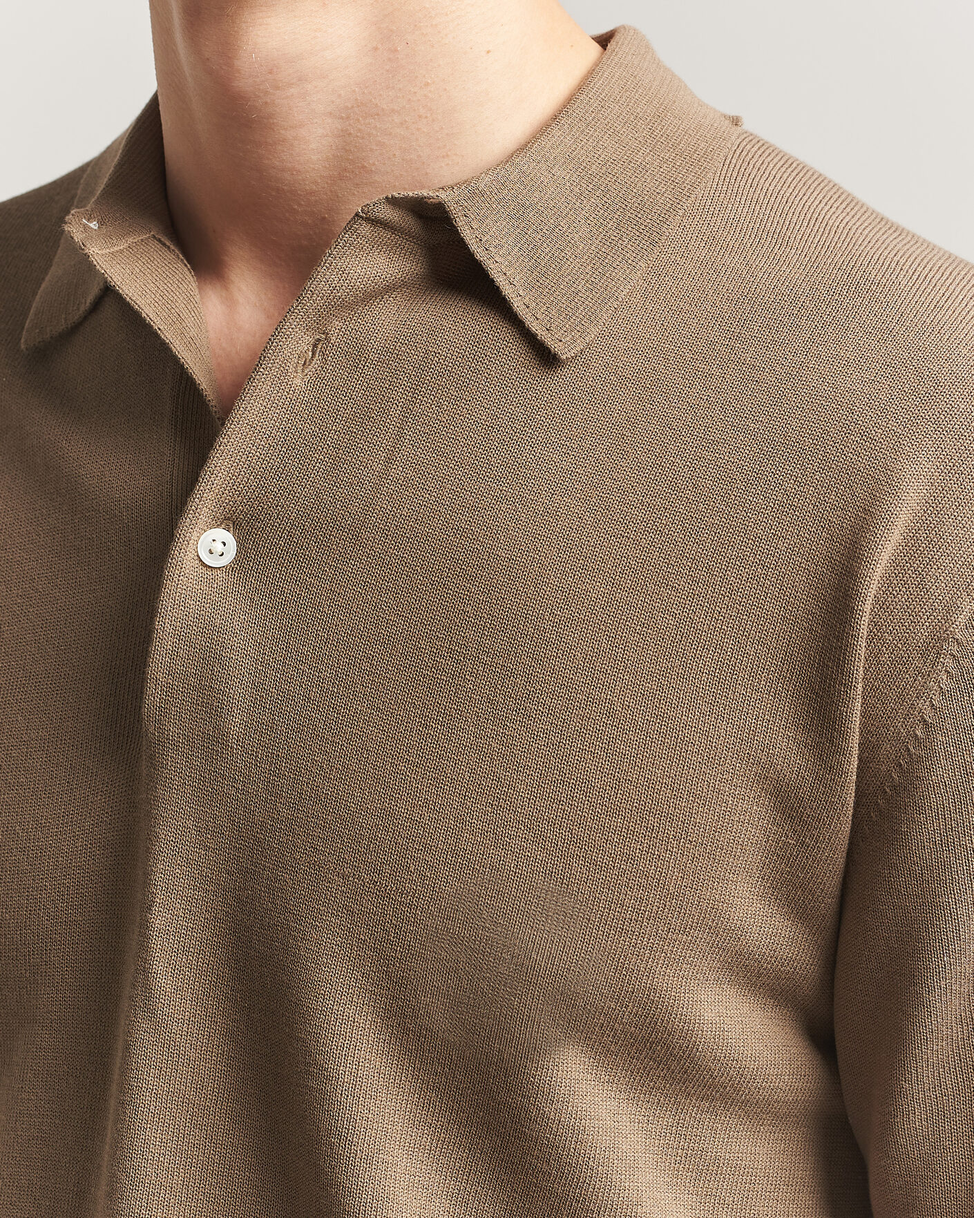 Hombres | Polos | BEAMS PLUS | Long Sleeve 12G Knit Polo Mocha