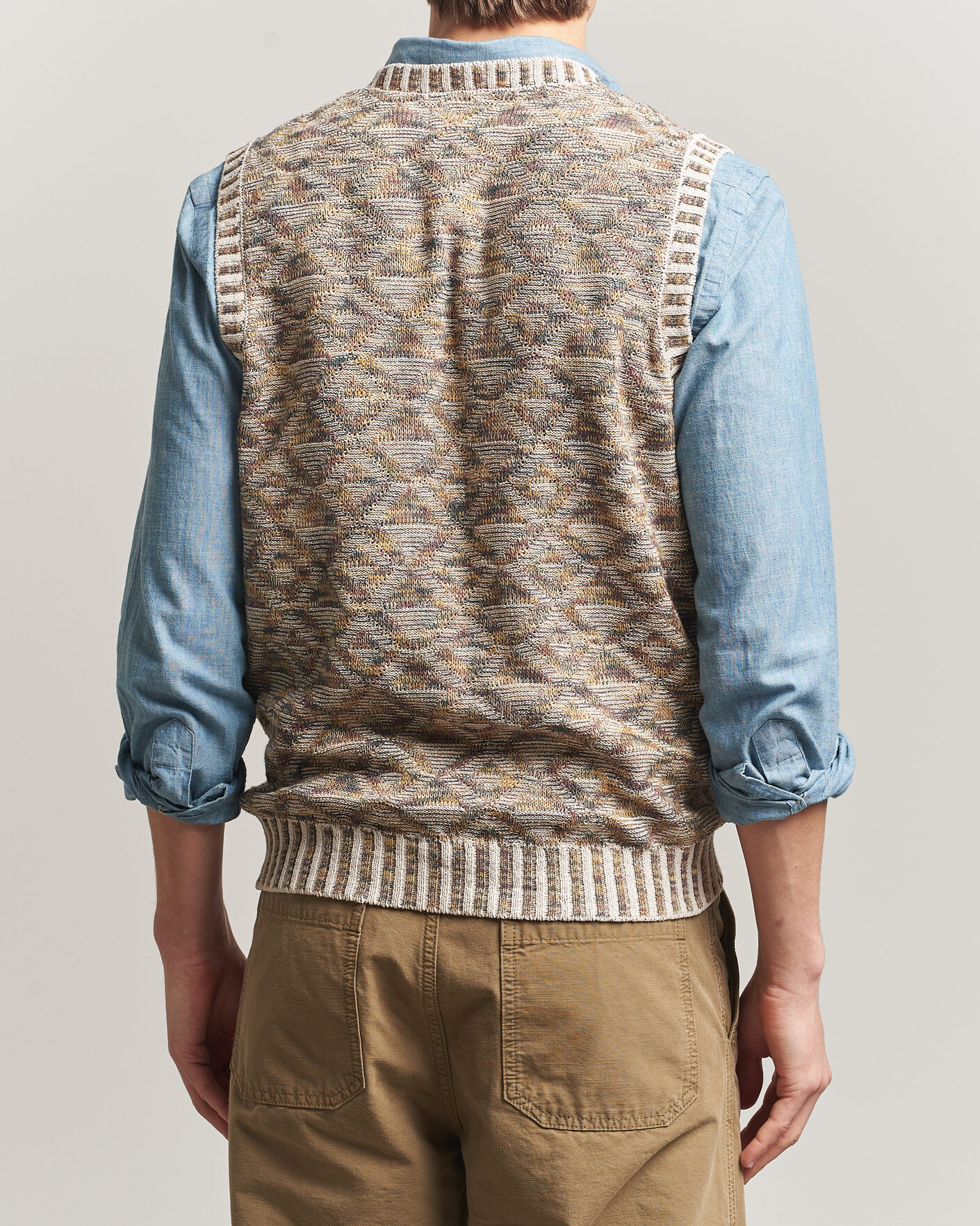 Hombres | Jerséis y prendas de punto | BEAMS PLUS | Kasuri Jacquard Knit Vest Beige