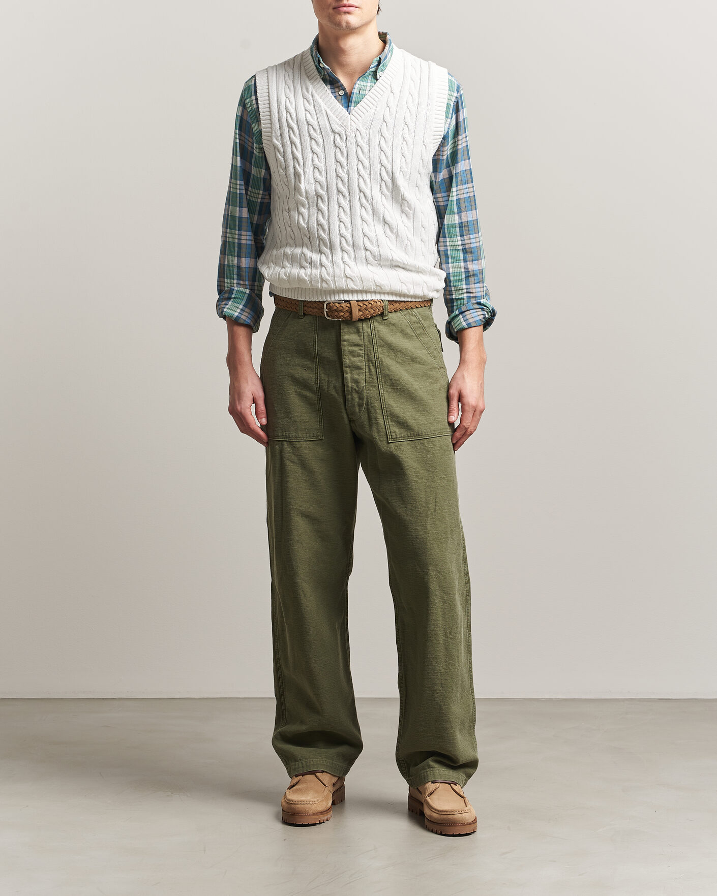 Hombres | Jerséis y prendas de punto | BEAMS PLUS | Cable Knit Vest White