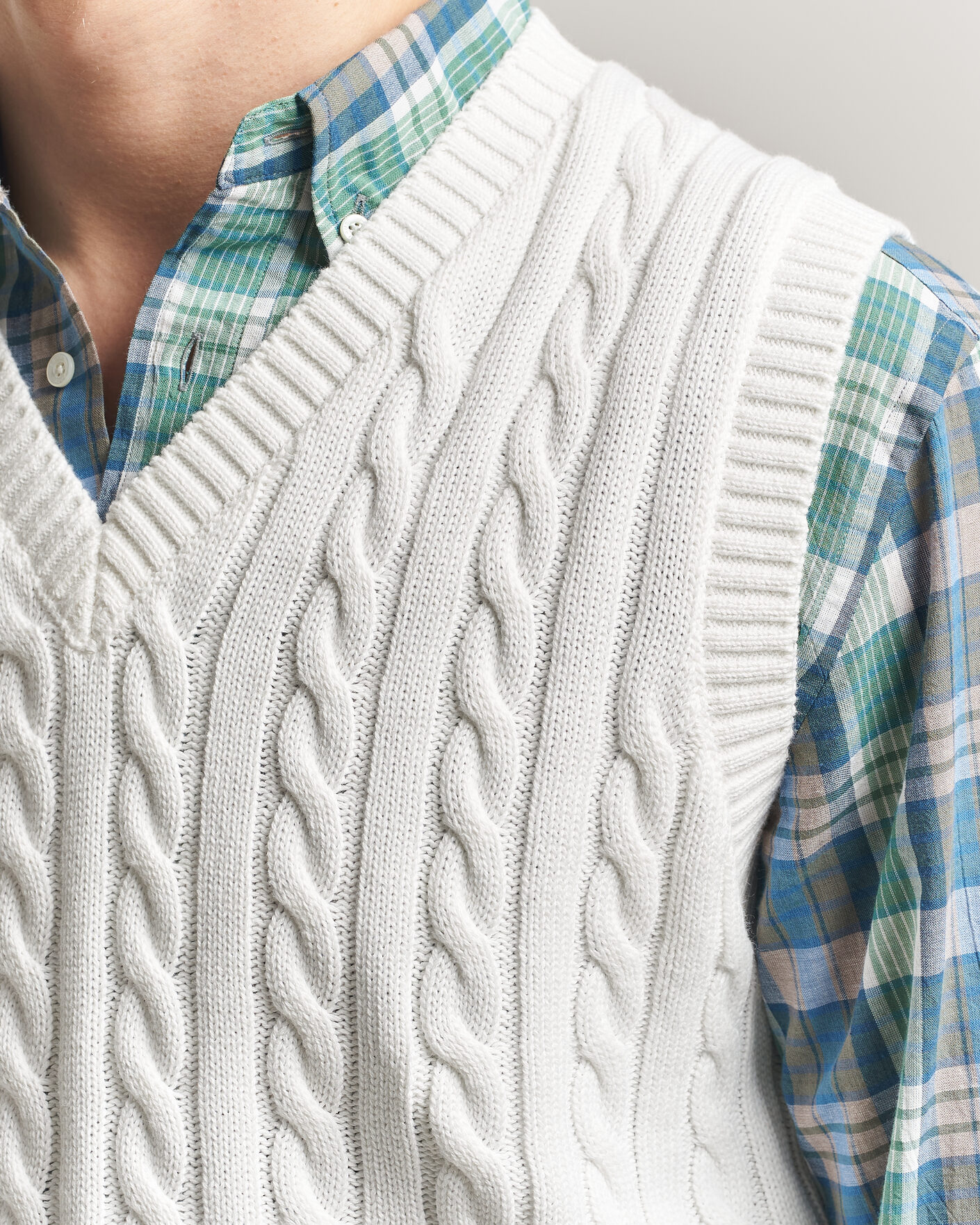 Hombres | Jerséis y prendas de punto | BEAMS PLUS | Cable Knit Vest White