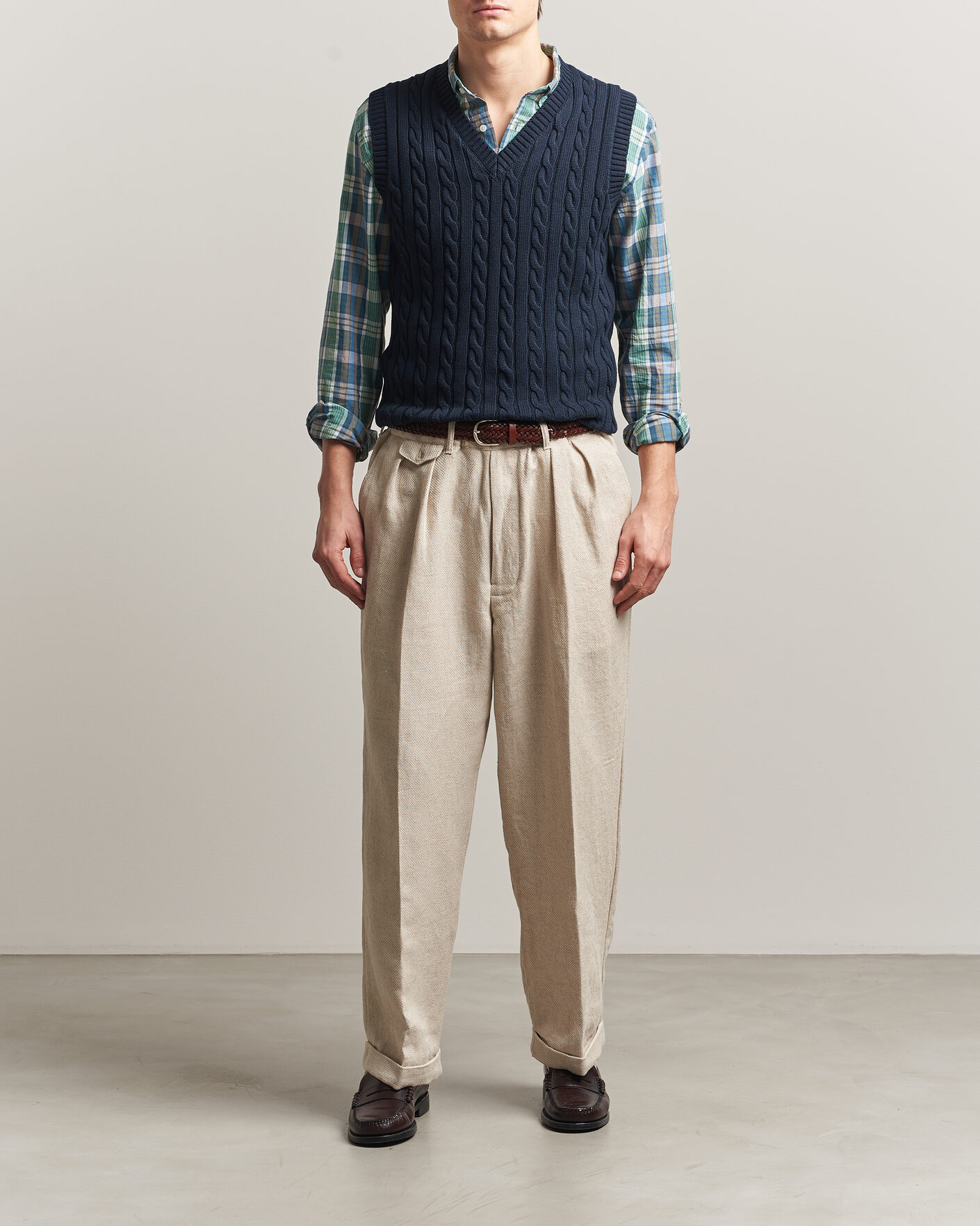 Hombres | Jerséis y prendas de punto | BEAMS PLUS | Cable Knit Vest Navy