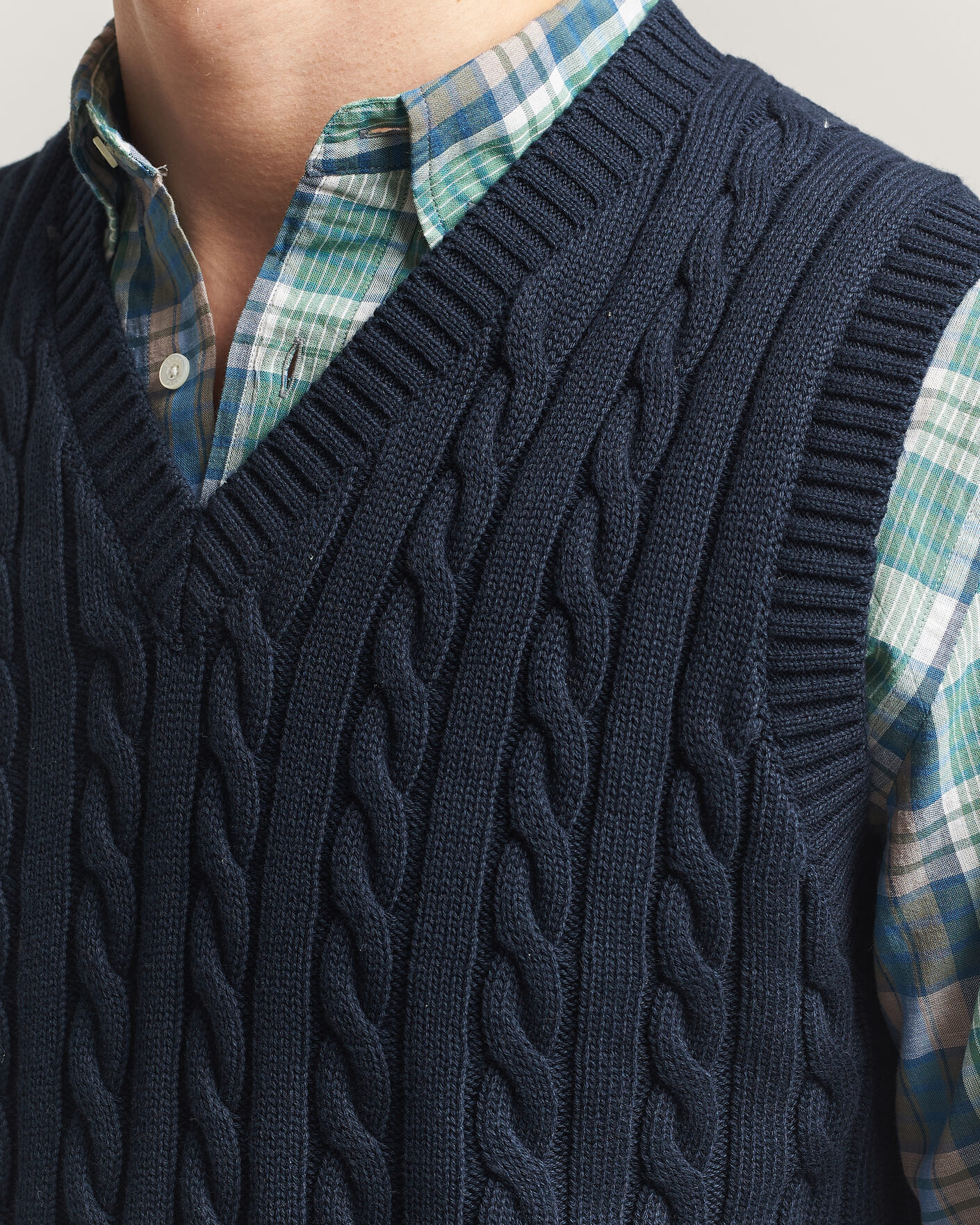Hombres | Jerséis y prendas de punto | BEAMS PLUS | Cable Knit Vest Navy