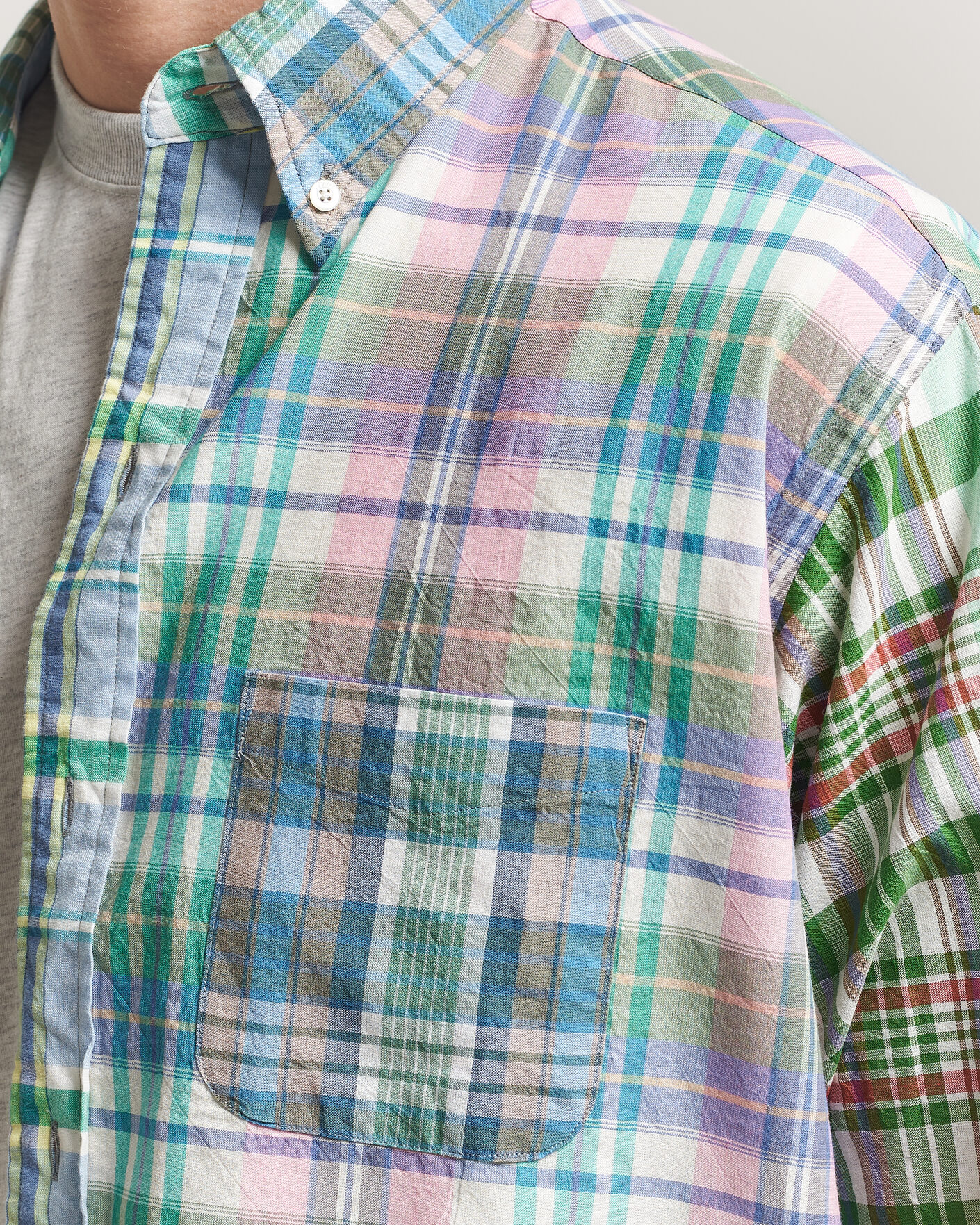 Hombres | Camisas | BEAMS PLUS | Patchwork Madras Shirt Multicolour