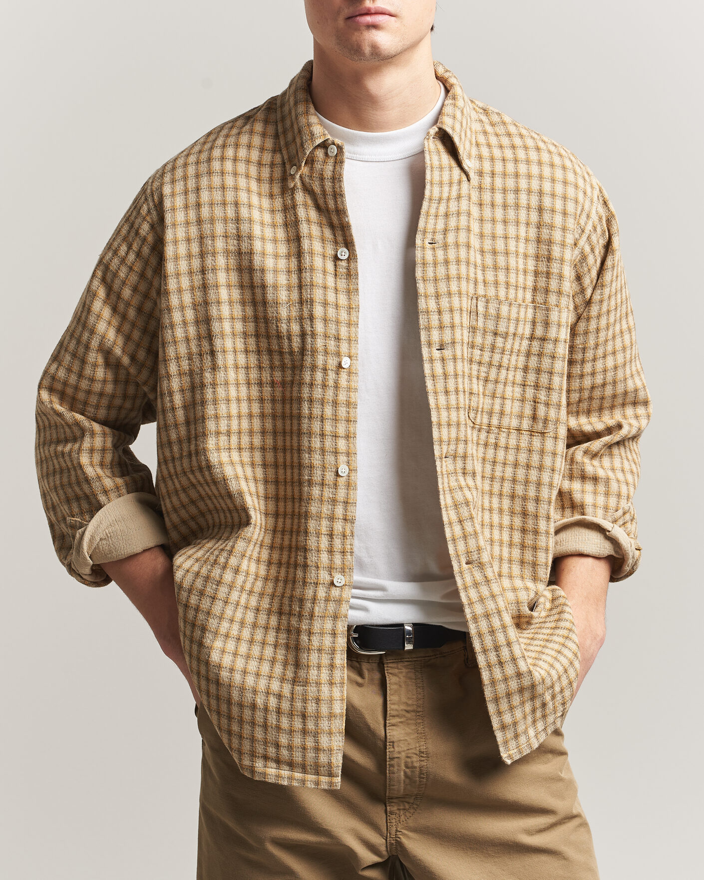 Hombres | Camisas | BEAMS PLUS | Panama Plaid Button Down Shirt Beige