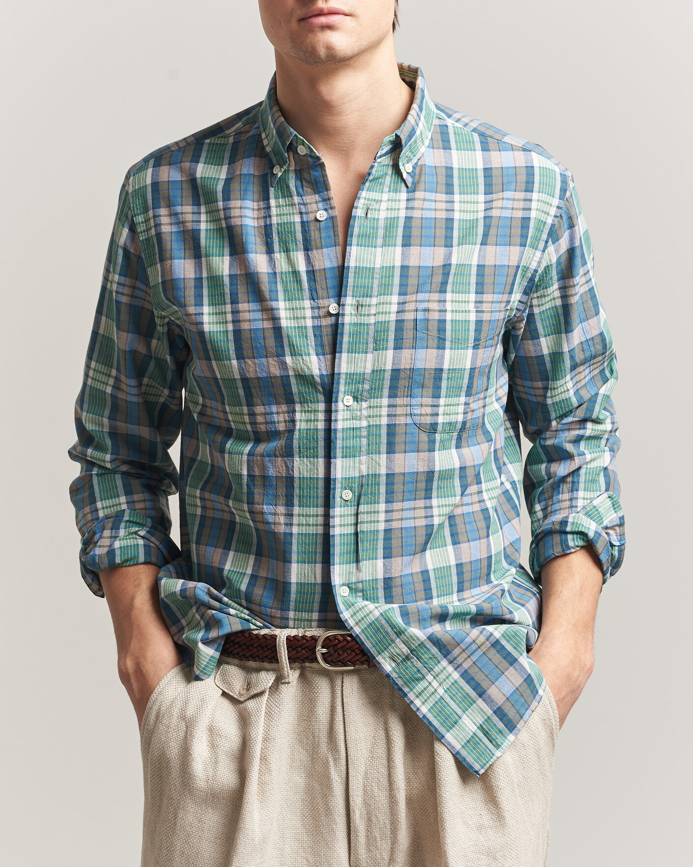 Hombres | Camisas | BEAMS PLUS | Madras Button Down Shirt Blue