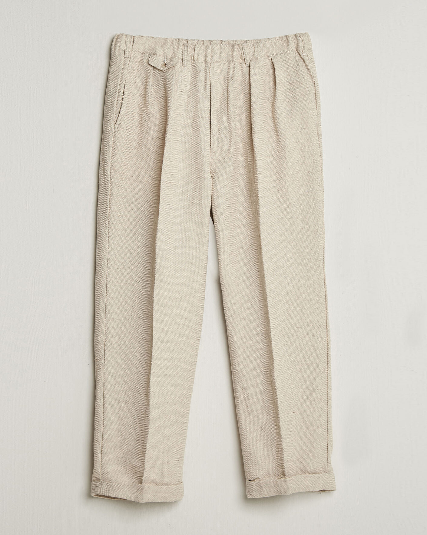 Hombres | Pantalones | BEAMS PLUS | Cotton/Linen Pleated Trousers Off White