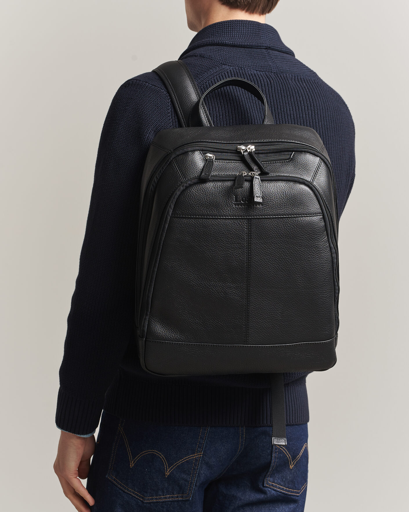 Hombres | Bolsos | Loake Shoemakers | Waterloo Grained Leather Backpack Black